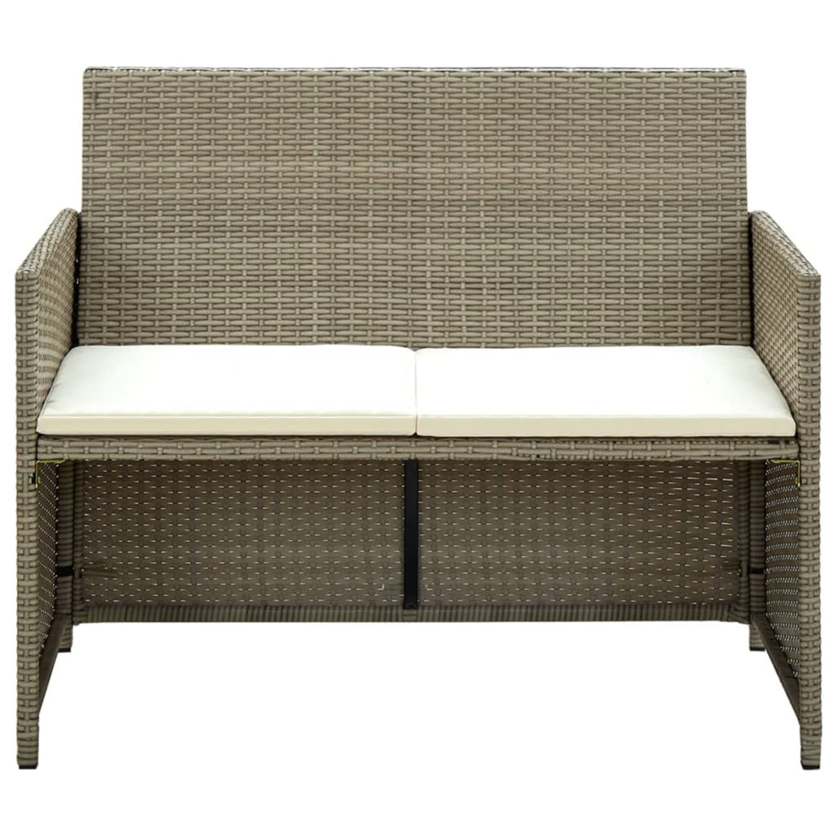 Vidaxl 2 Seater Patio Sofa With Cushions Beige Poly Rattan