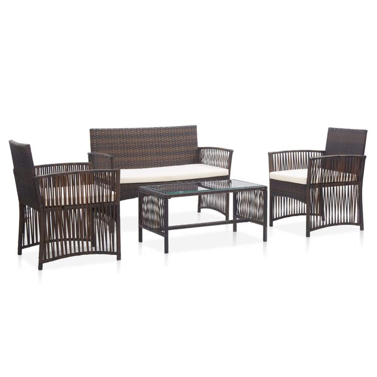 Vidaxl 4 Piece Garden Lounge Set With Cushion Poly Rattan Brown