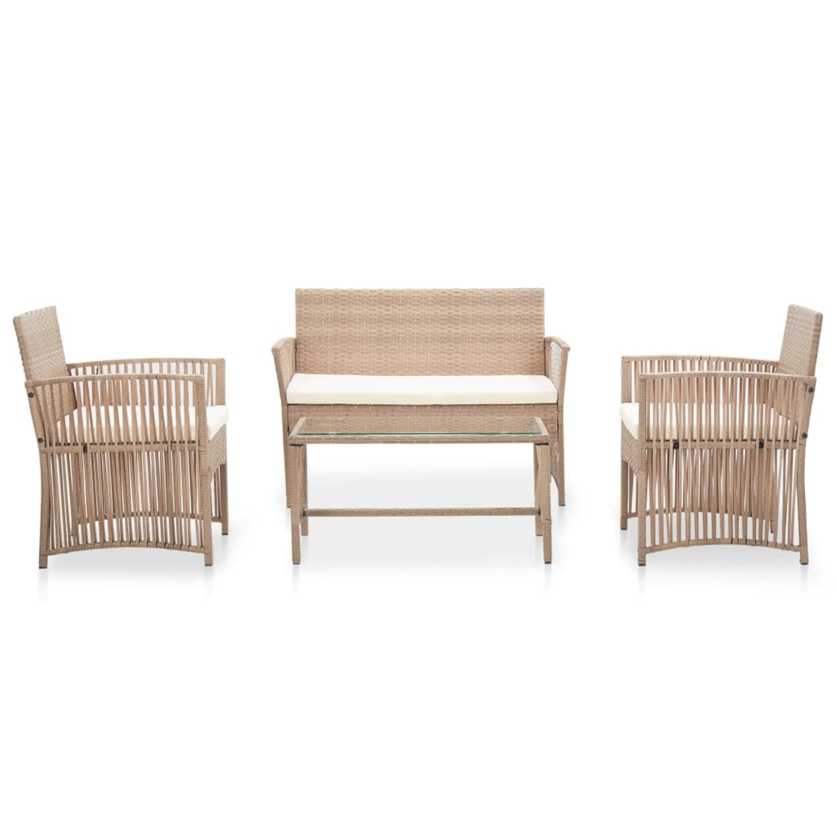 Vidaxl 4 Piece Patio Lounge Set With Cushion Poly Rattan Beige