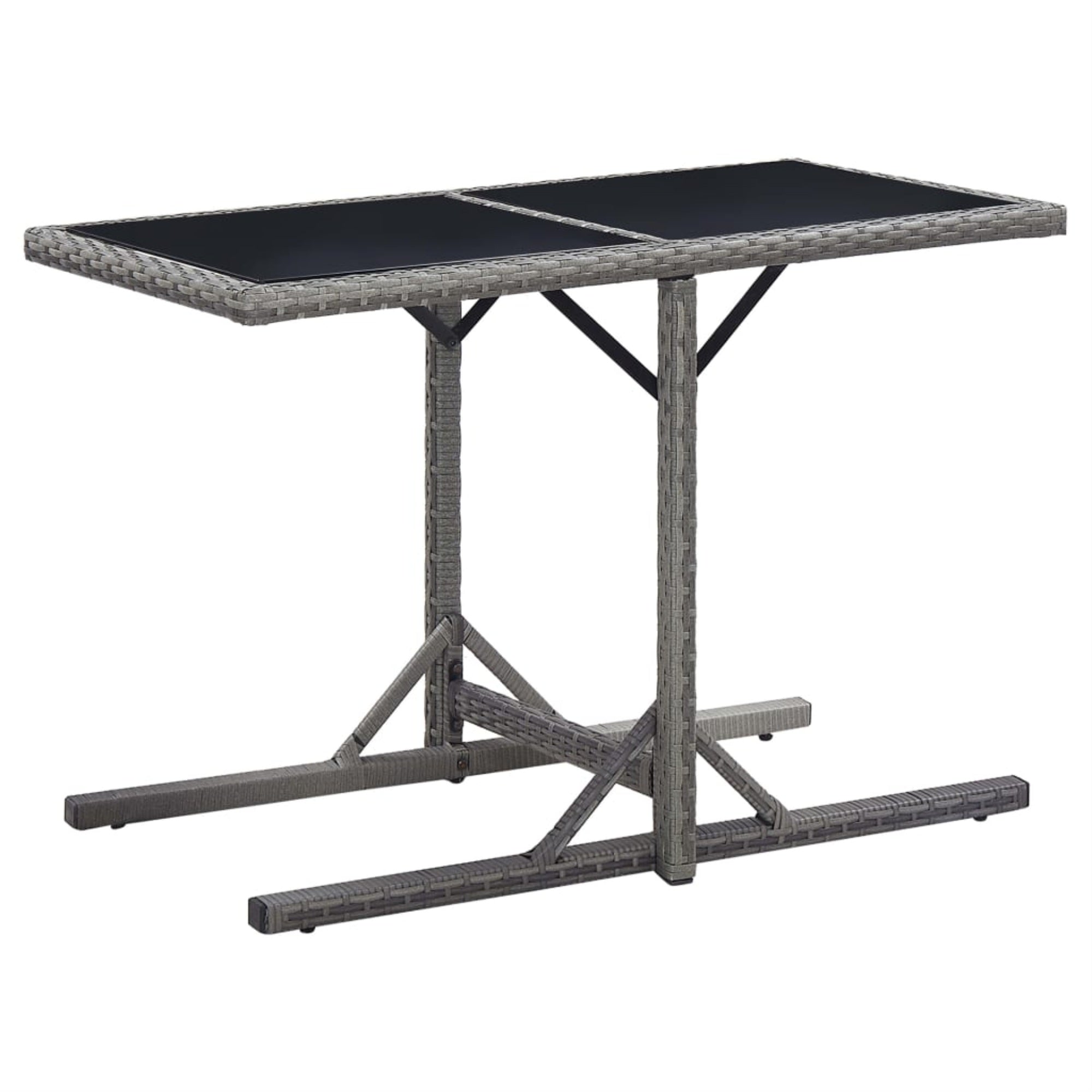 Vidaxl Garden Table Anthracite 43.3'X20.9'X28.3' Glass And Poly Rattan