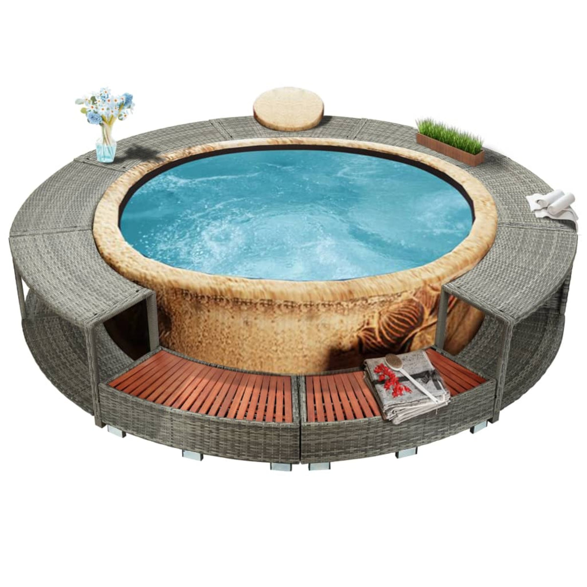 Vidaxl Spa Surround Gray Poly Rattan