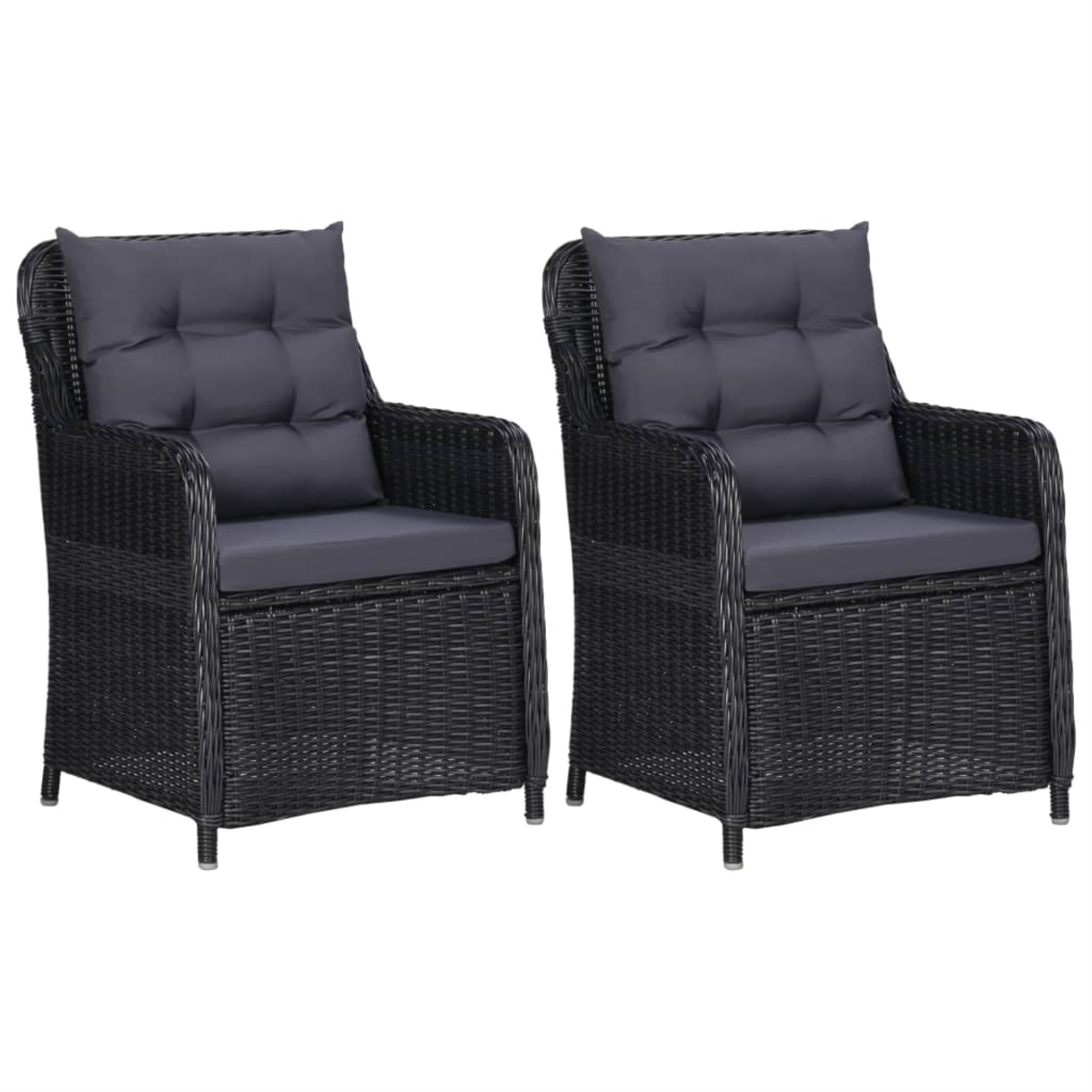 Vidaxl Garden Chairs 2 Pcs With Cushions Poly Rattan Black