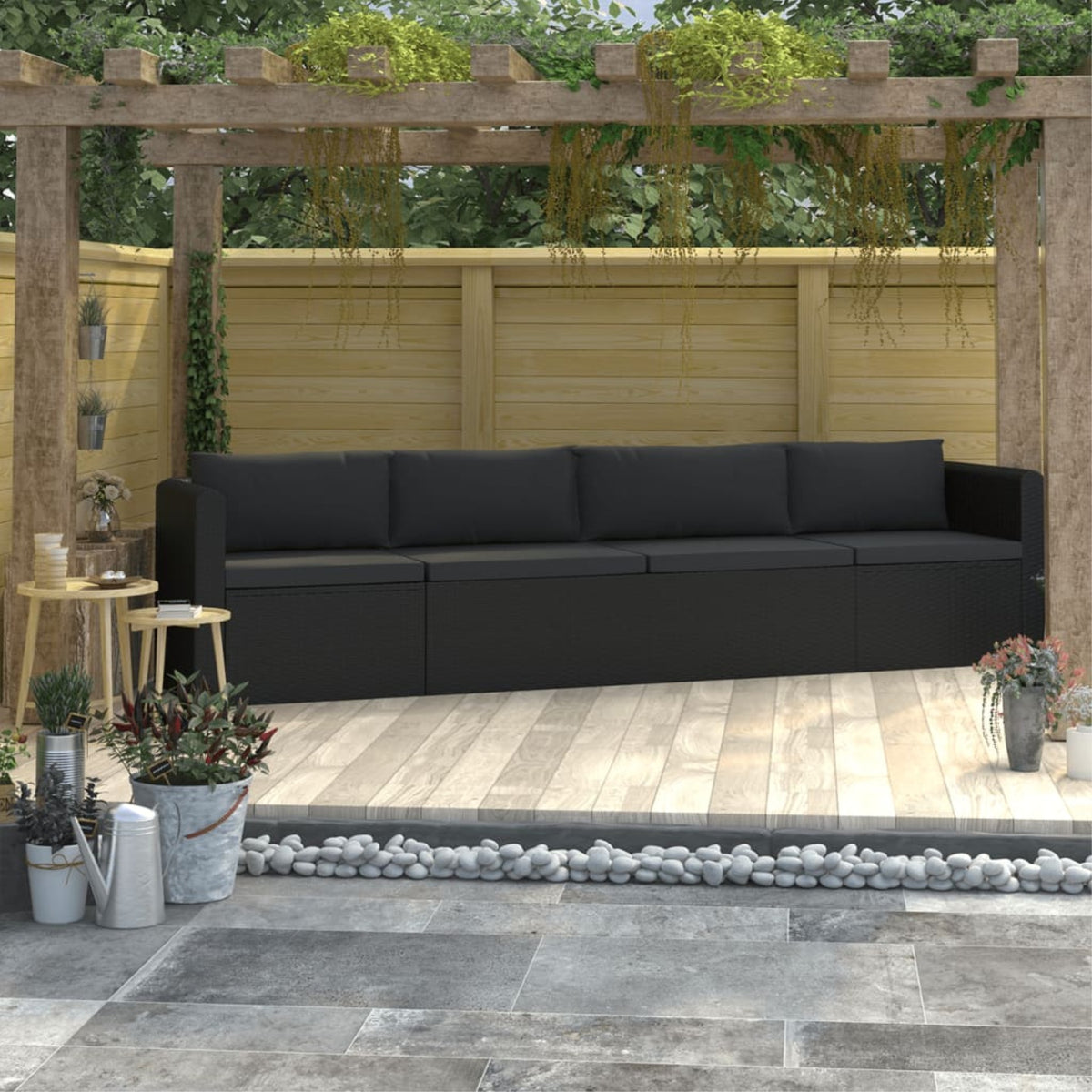Vidaxl 4 Piece Garden Sofa Set With Cushions Poly Rattan Black
