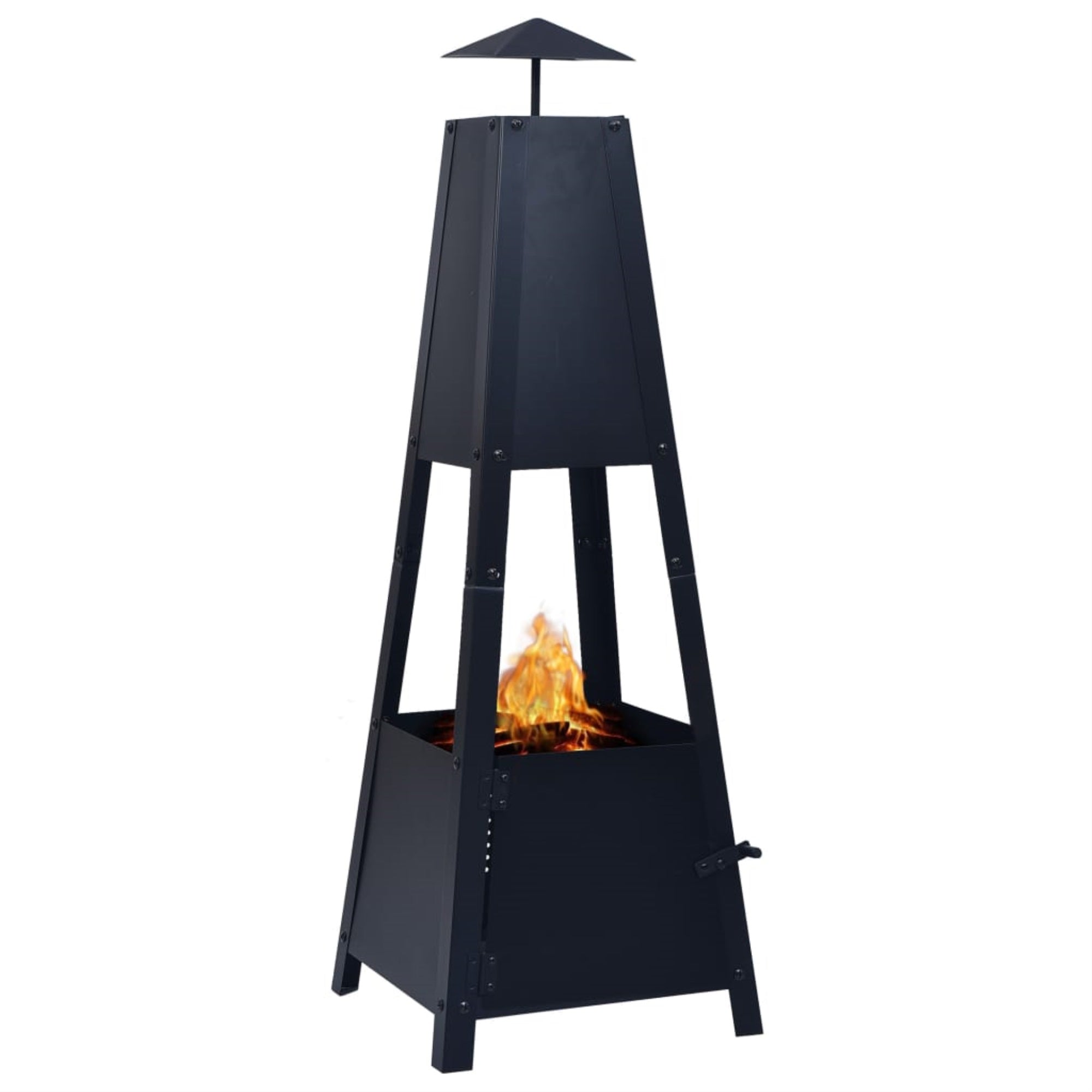 Vidaxl Fire Pit Black 13.8'X13.8'X39' Steel