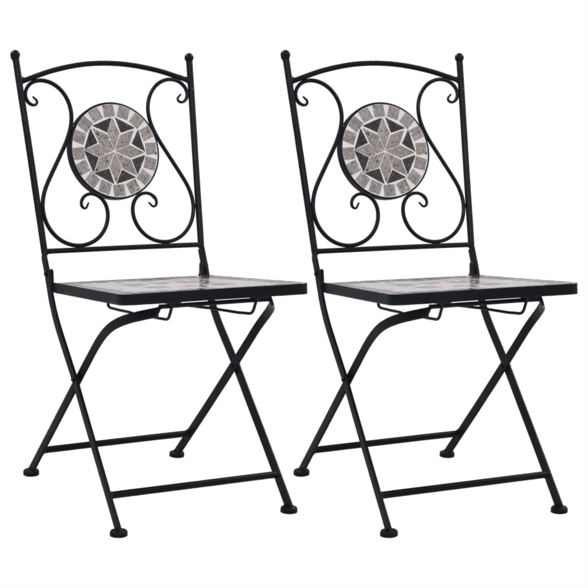 Vidaxl Mosaic Bistro Chairs 2 Pcs Gray