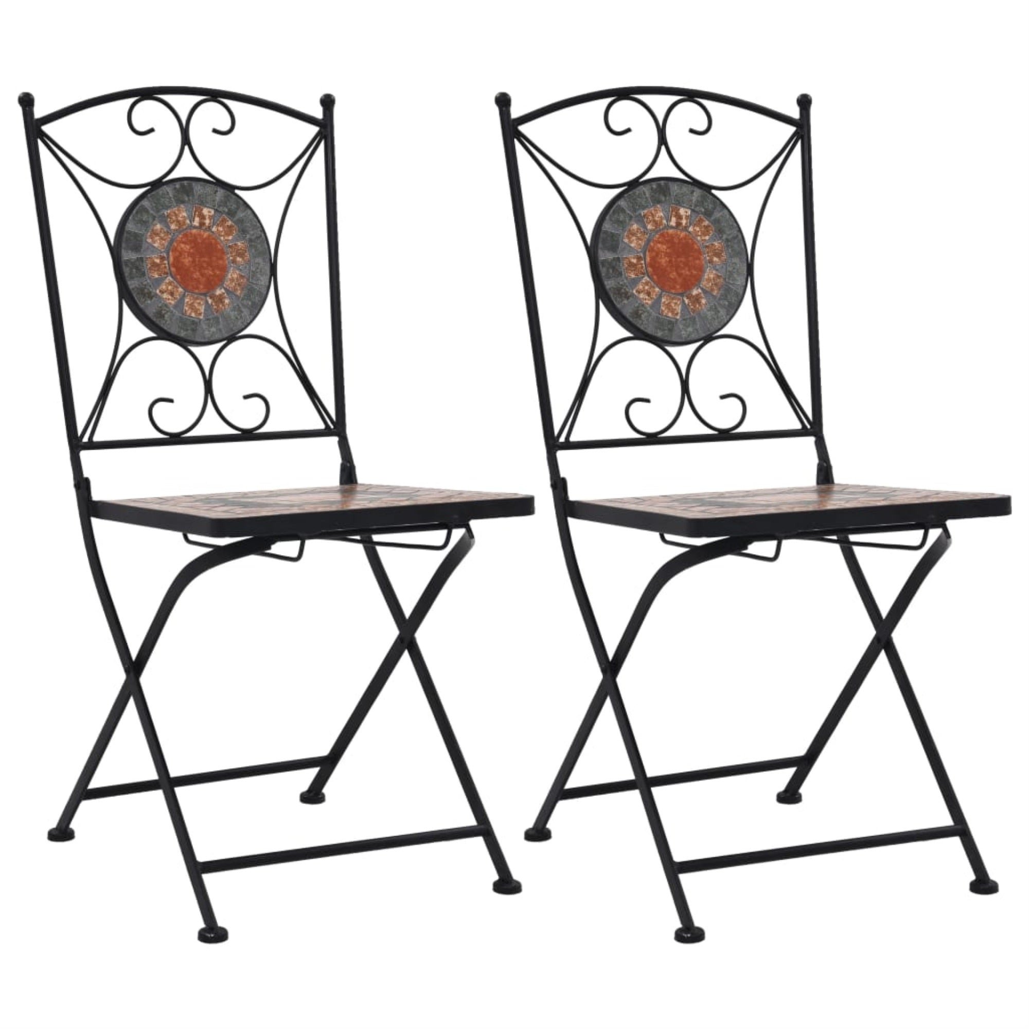 Vidaxl Mosaic Bistro Chairs 2 Pcs Orange/Gray