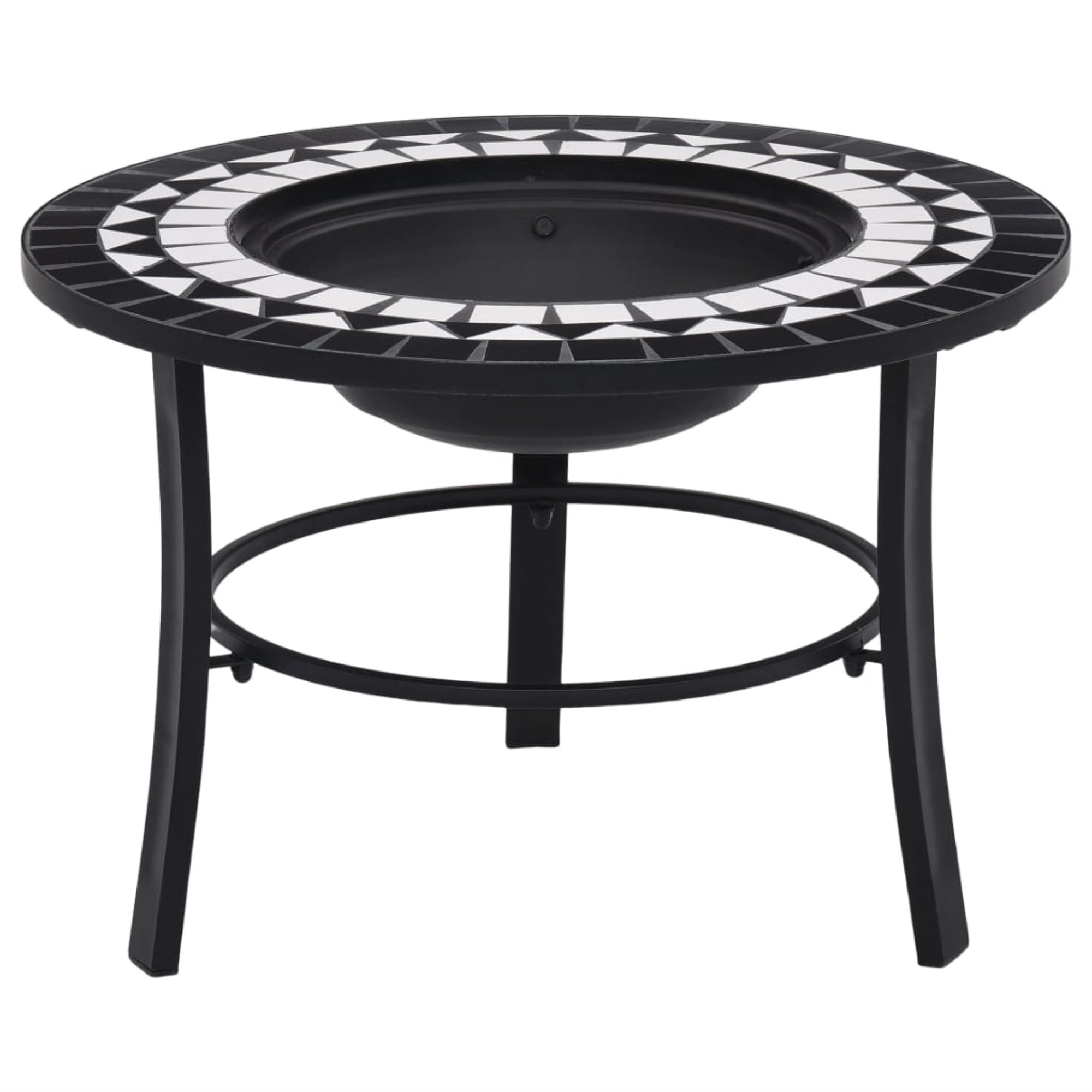 Vidaxl Mosaic Fire Pit Black And White 26.8' Ceramic