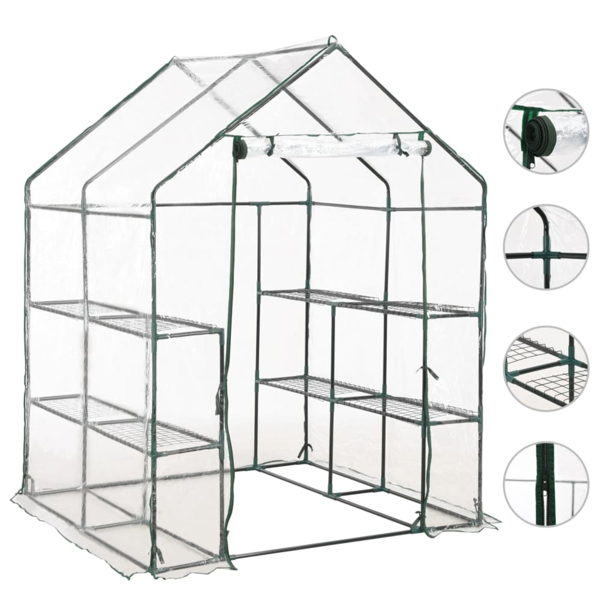 Vidaxl Greenhouse With 8 Shelves 4.7'X4.7'X6.4'