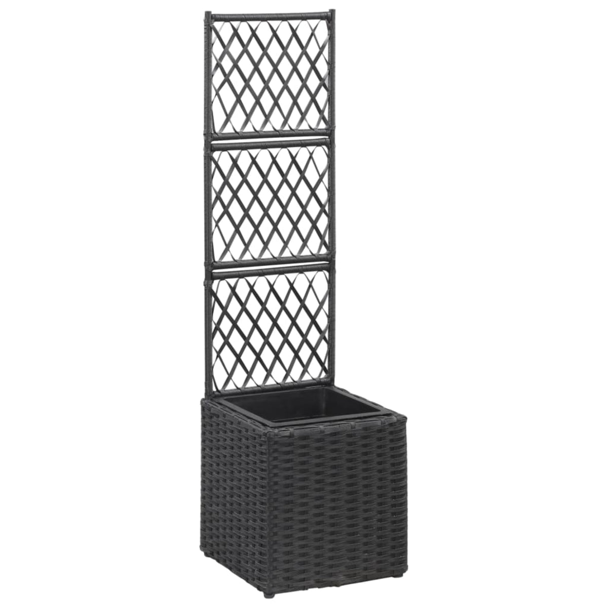 Vidaxl Trellis Raised Bed With 1 Pot 11.8'X11.8'X42.1' Poly Rattan Black