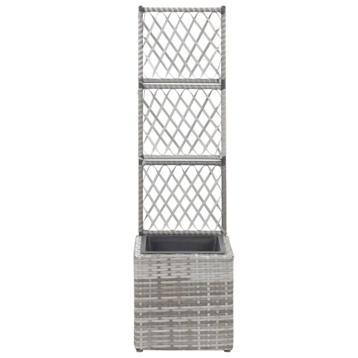 Vidaxl Trellis Raised Bed With 1 Pot 11.8'X11.8'X42.1' Poly Rattan Gray