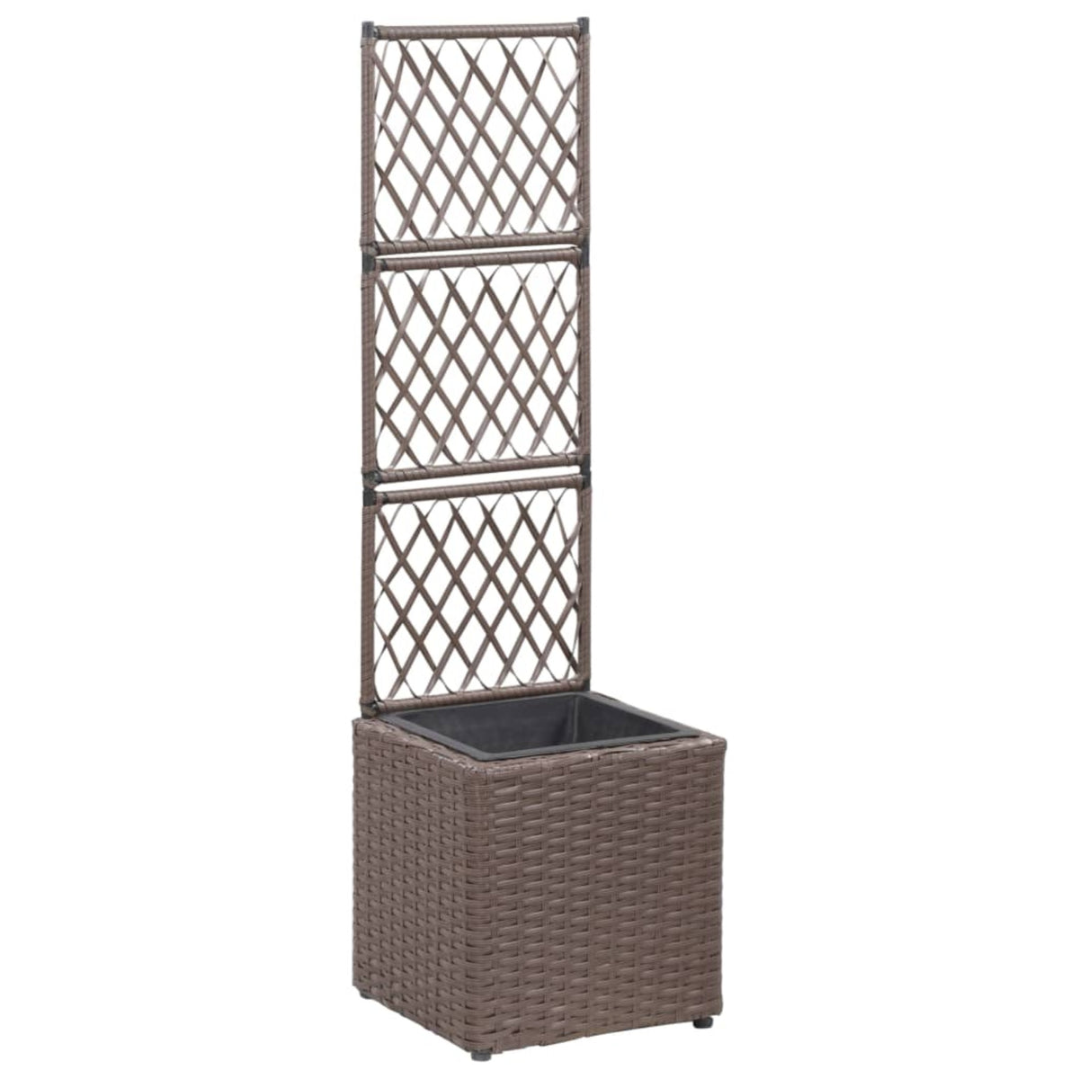 Vidaxl Trellis Raised Bed With 1 Pot 11.8'X11.8'X42.1' Poly Rattan Brown