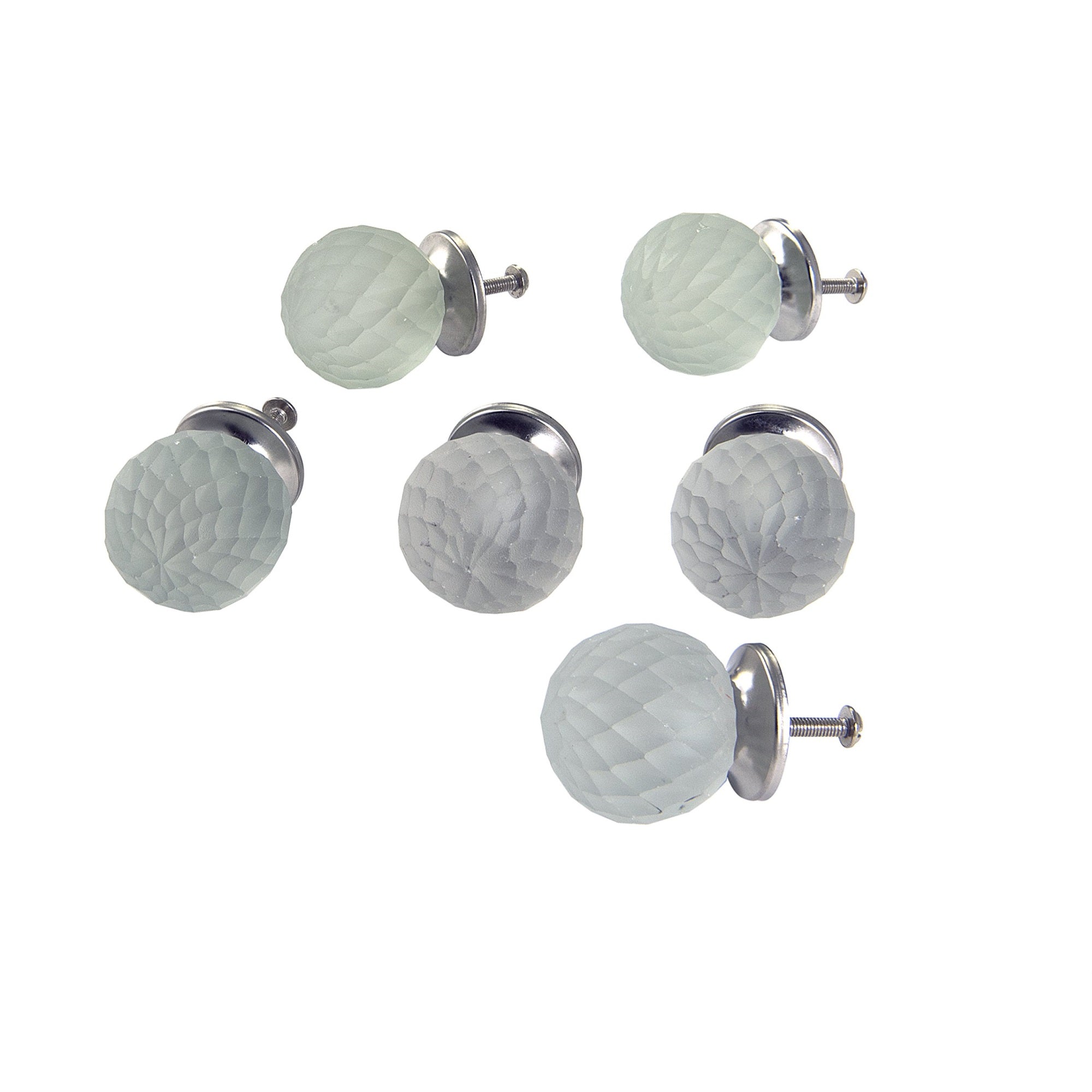 Frsted Glss Faceted Ball Knob/Ivory Set Of 6