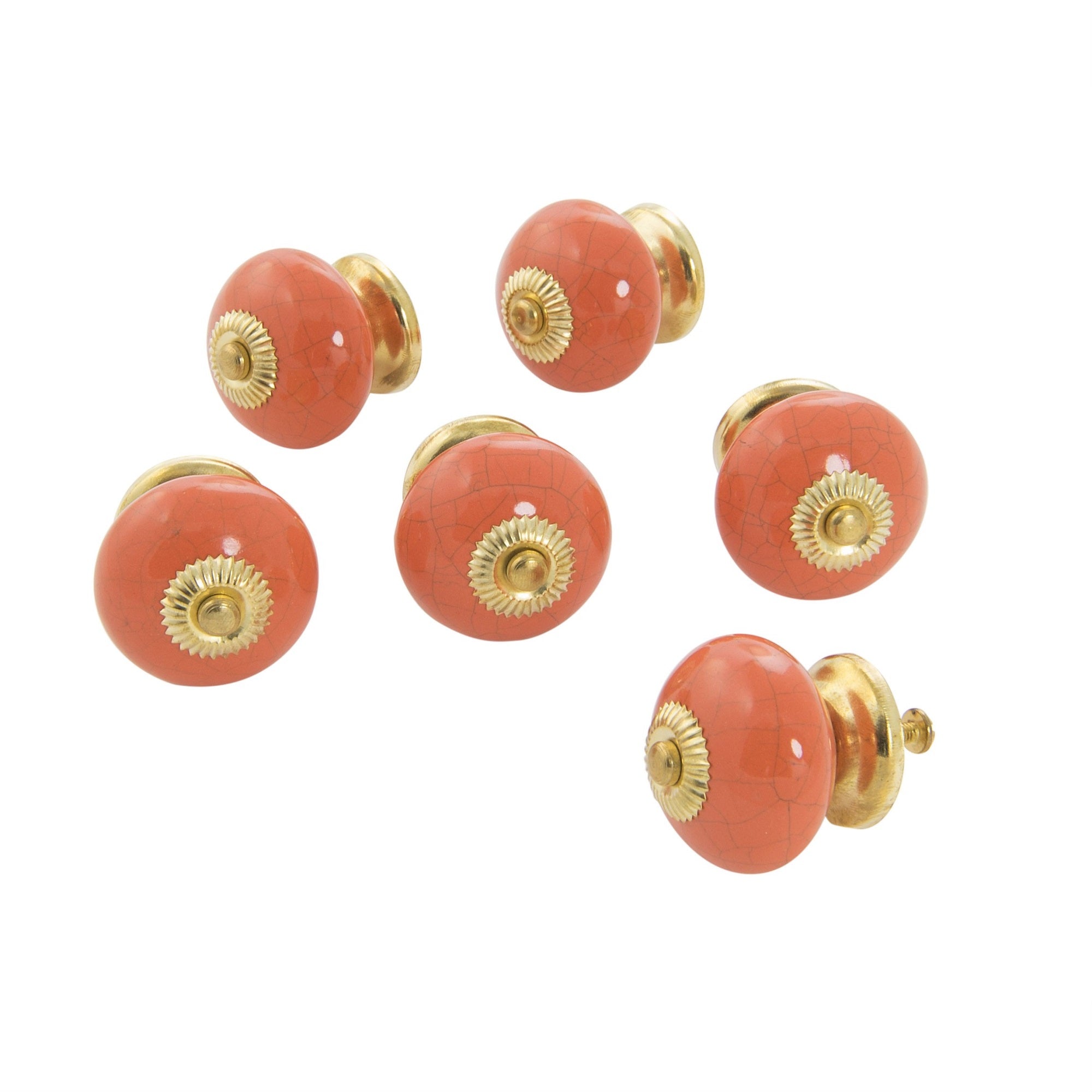 Ceramic Ball Knob / Coral Set Of 6
