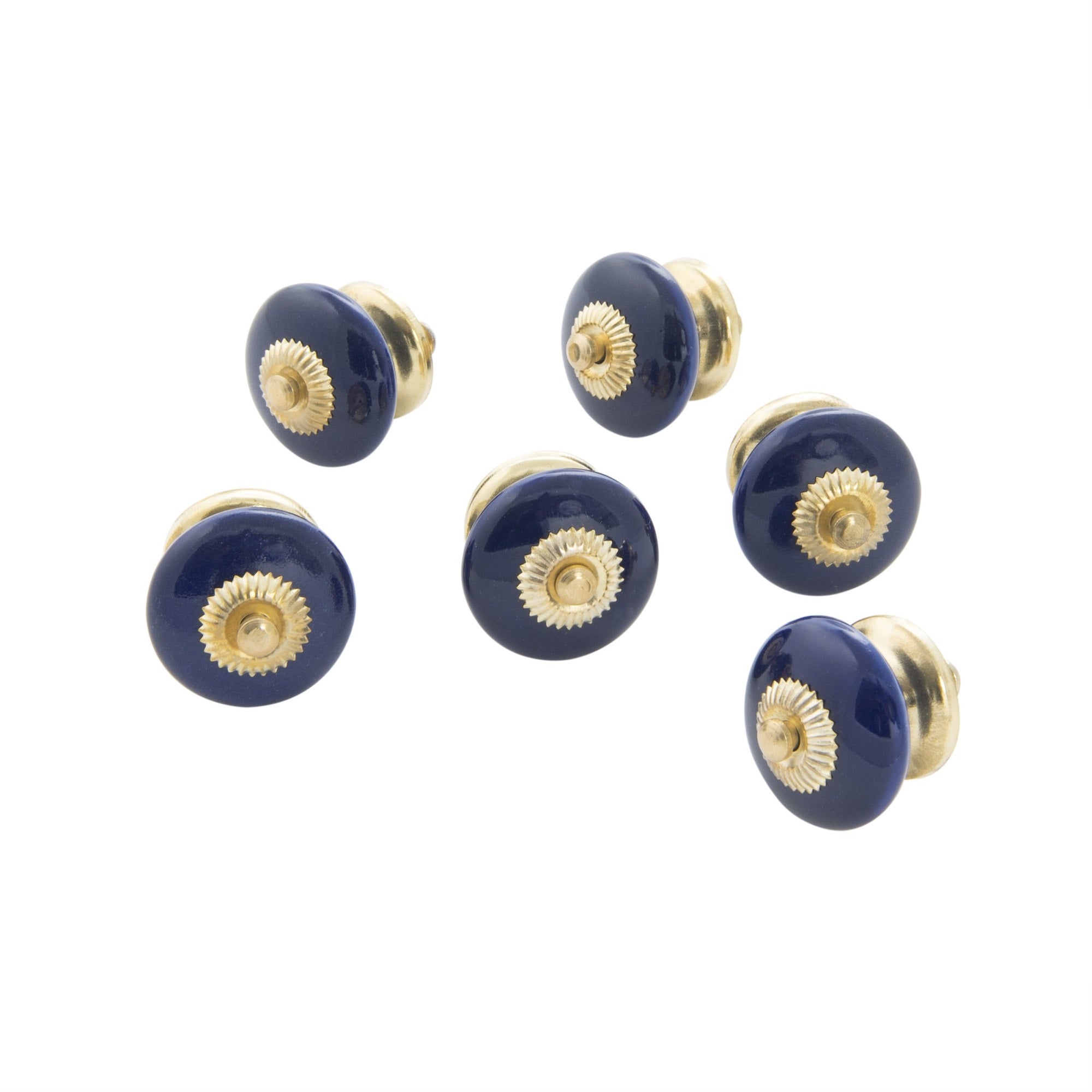 Ceramic Disk Knob Colbalt Blue Set Of 6