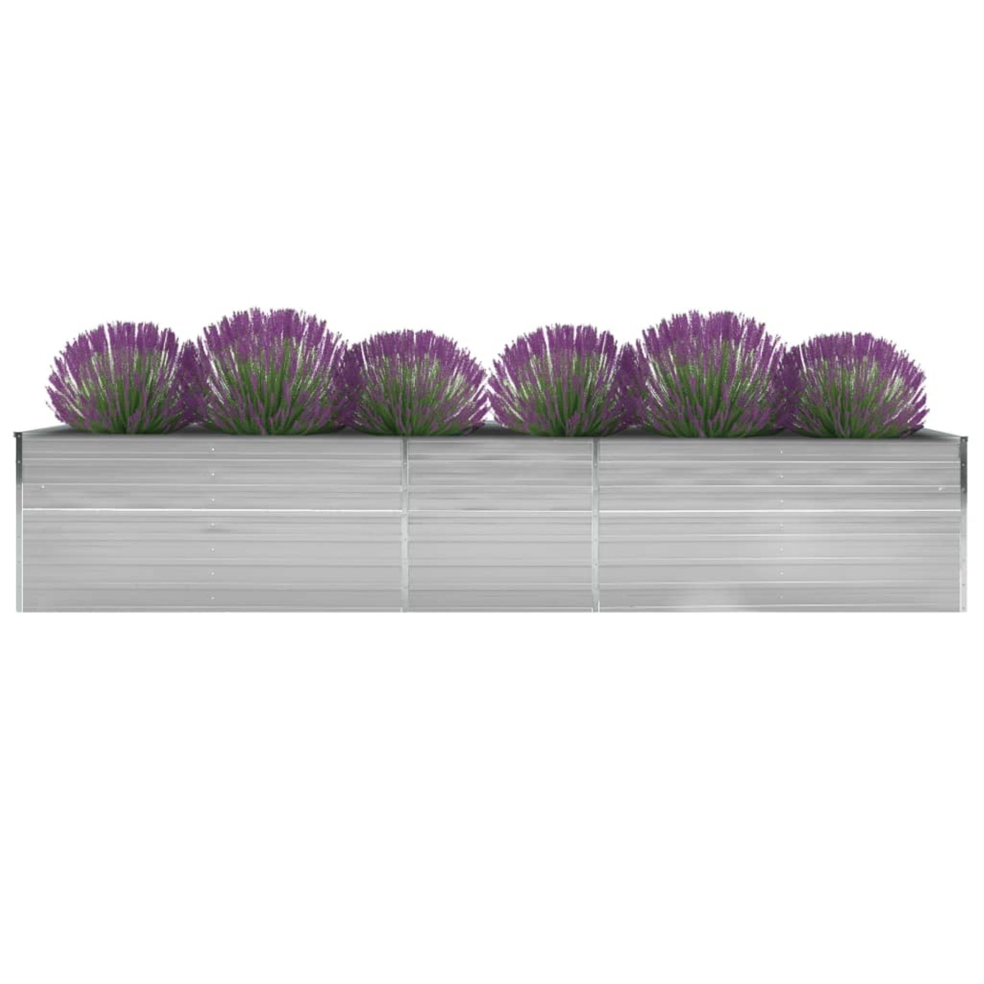 Vidaxl Garden Raised Bed Galvanized Steel 157.5'X31.5'X17.7' Gray