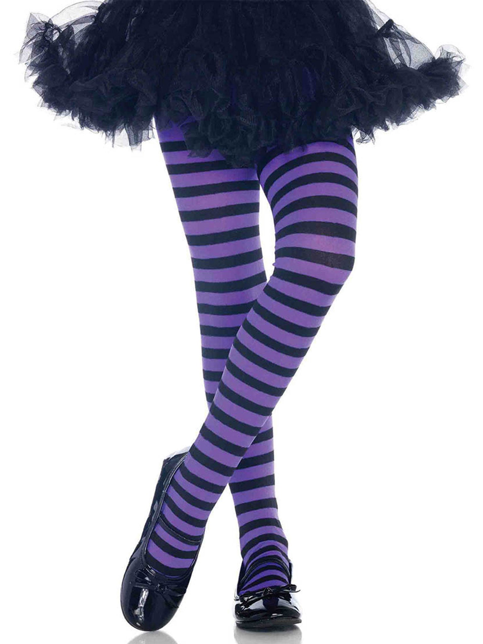 Girl Stripe Tights LARGE BLACK