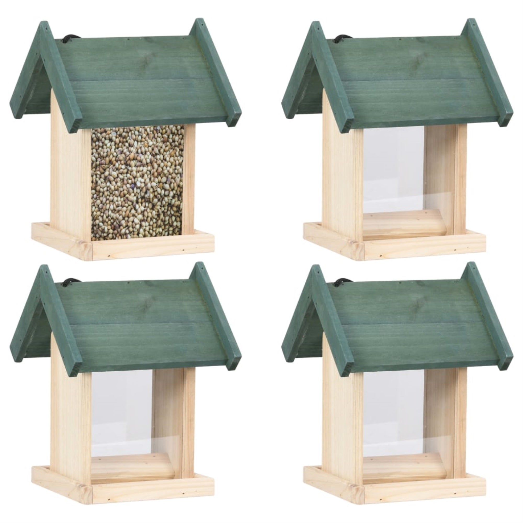 Vidaxl Bird Feeders 4 Pcs Firwood
