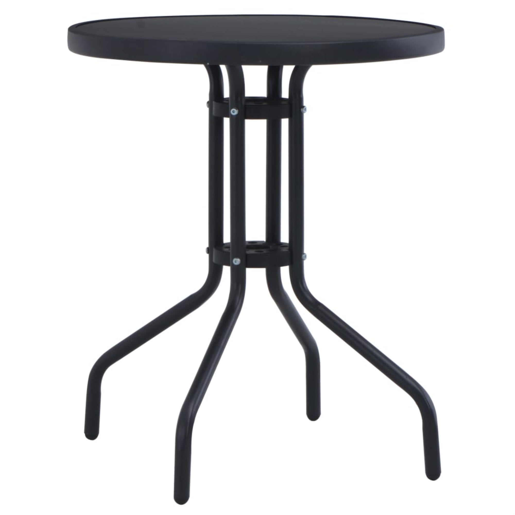 Vidaxl Garden Table Black 23.6' Steel And Glass