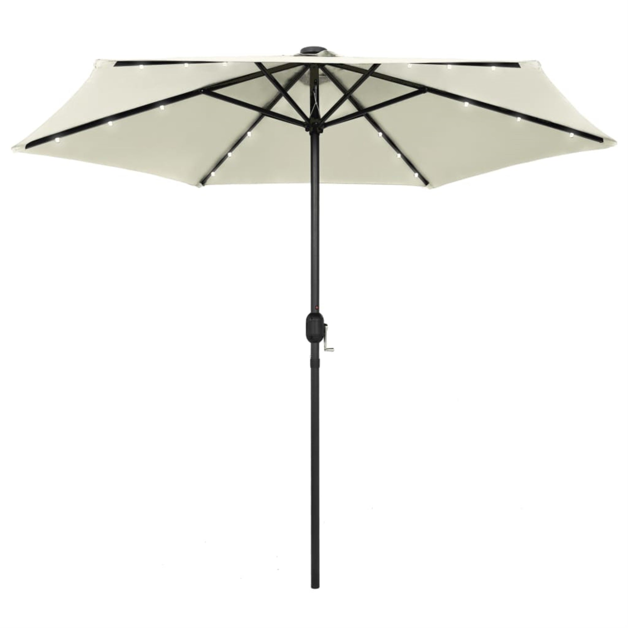 Vidaxl Parasol With Led Lights And Aluminum Pole 106.3' Sand White