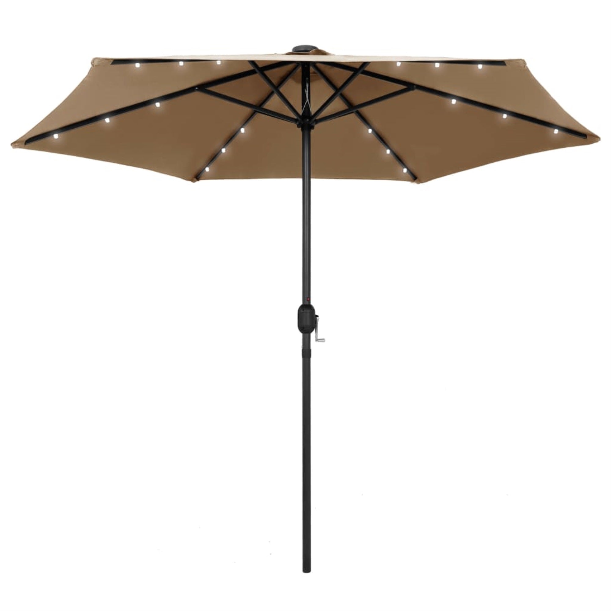 Vidaxl Parasol With Led Lights And Aluminum Pole 106.3' Taupe