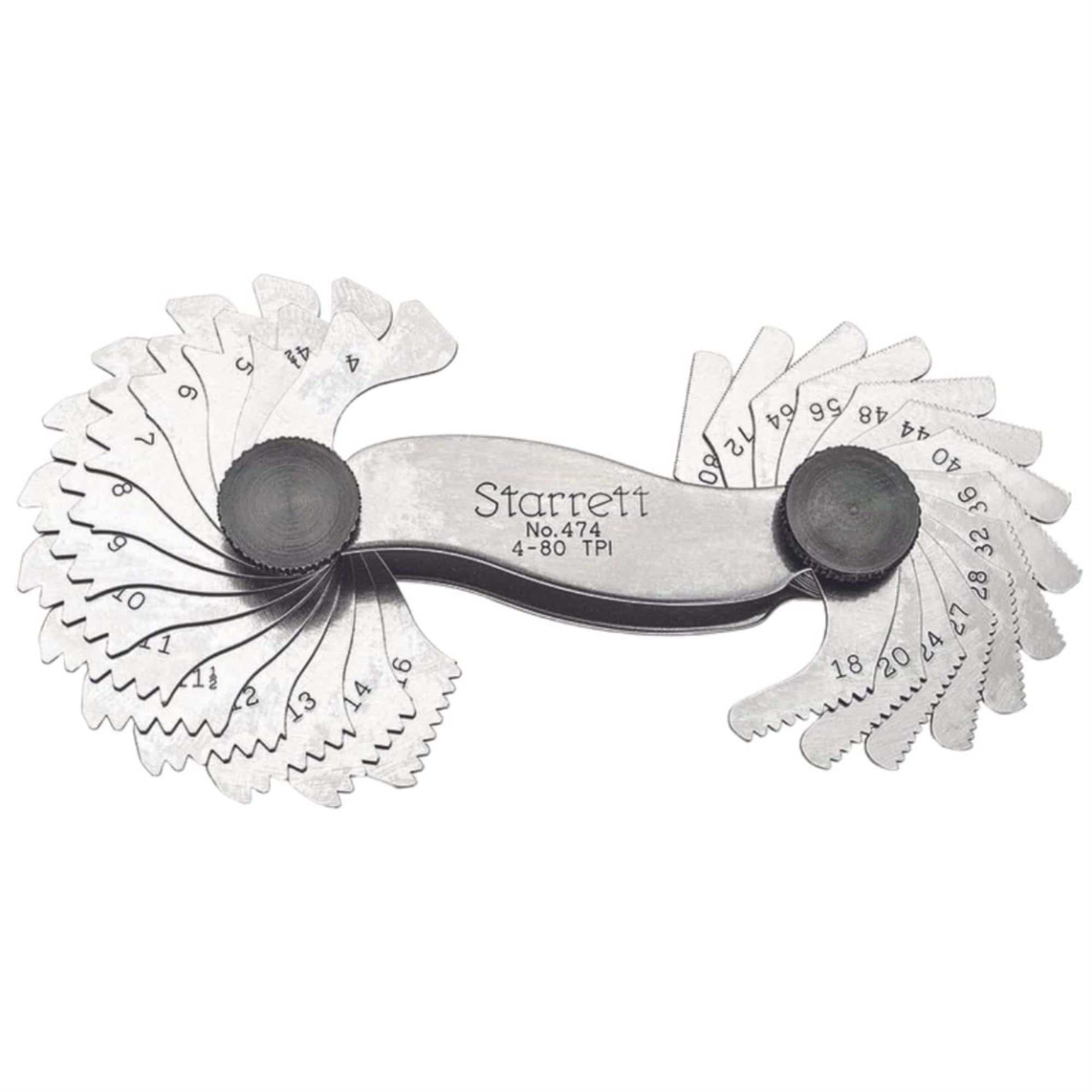 Starrett Steel Screw Pitch Gage With Locking Device - Ideal For Construction Work And Home Improvement - 4-80 Tpi, 28 Number Of Leaves - 474