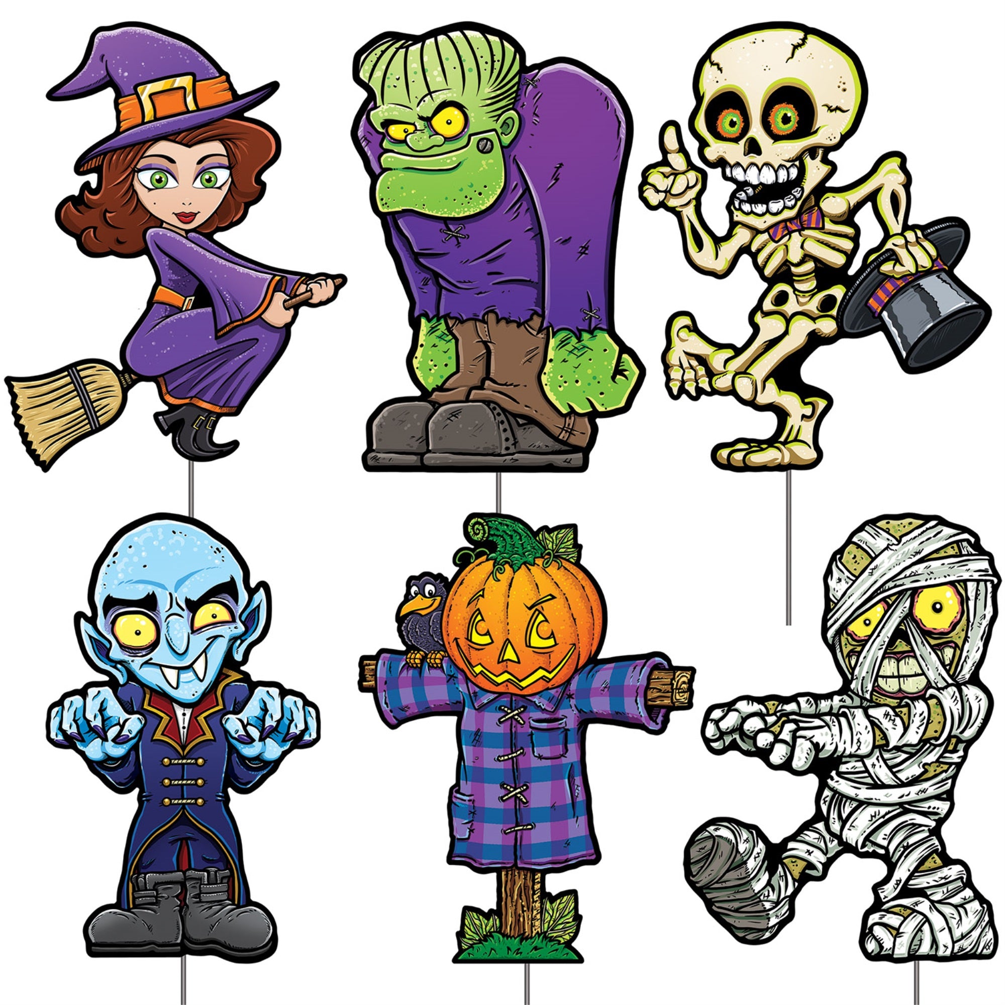 Plastic Halloween Yard Signs, (Pack Of 6)