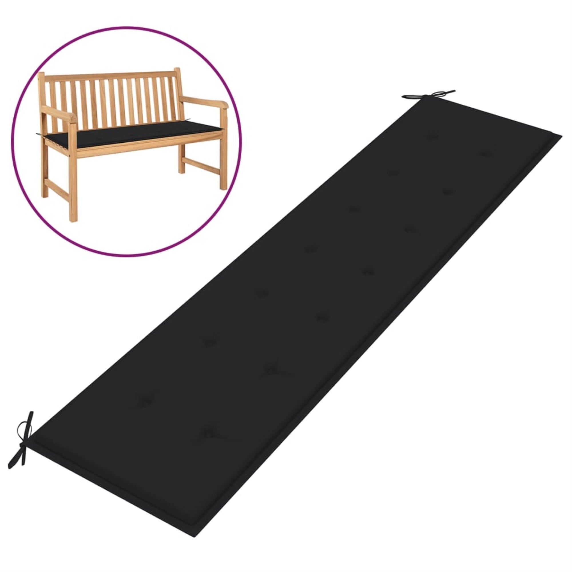 Vidaxl Garden Bench Cushion Black 78.7'X19.7'X1.6'