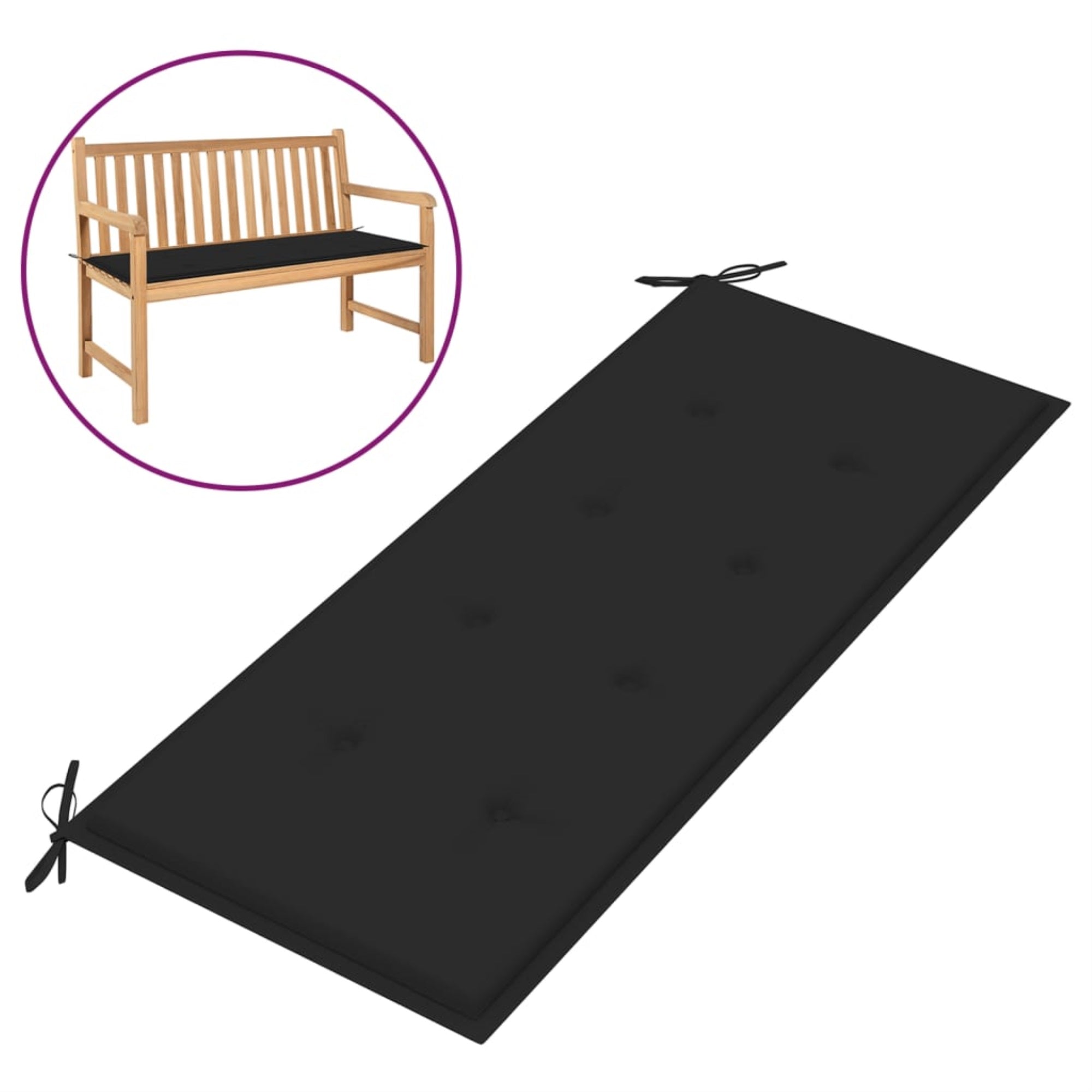 Vidaxl Garden Bench Cushion Black 47.2'X19.7'X1.6'