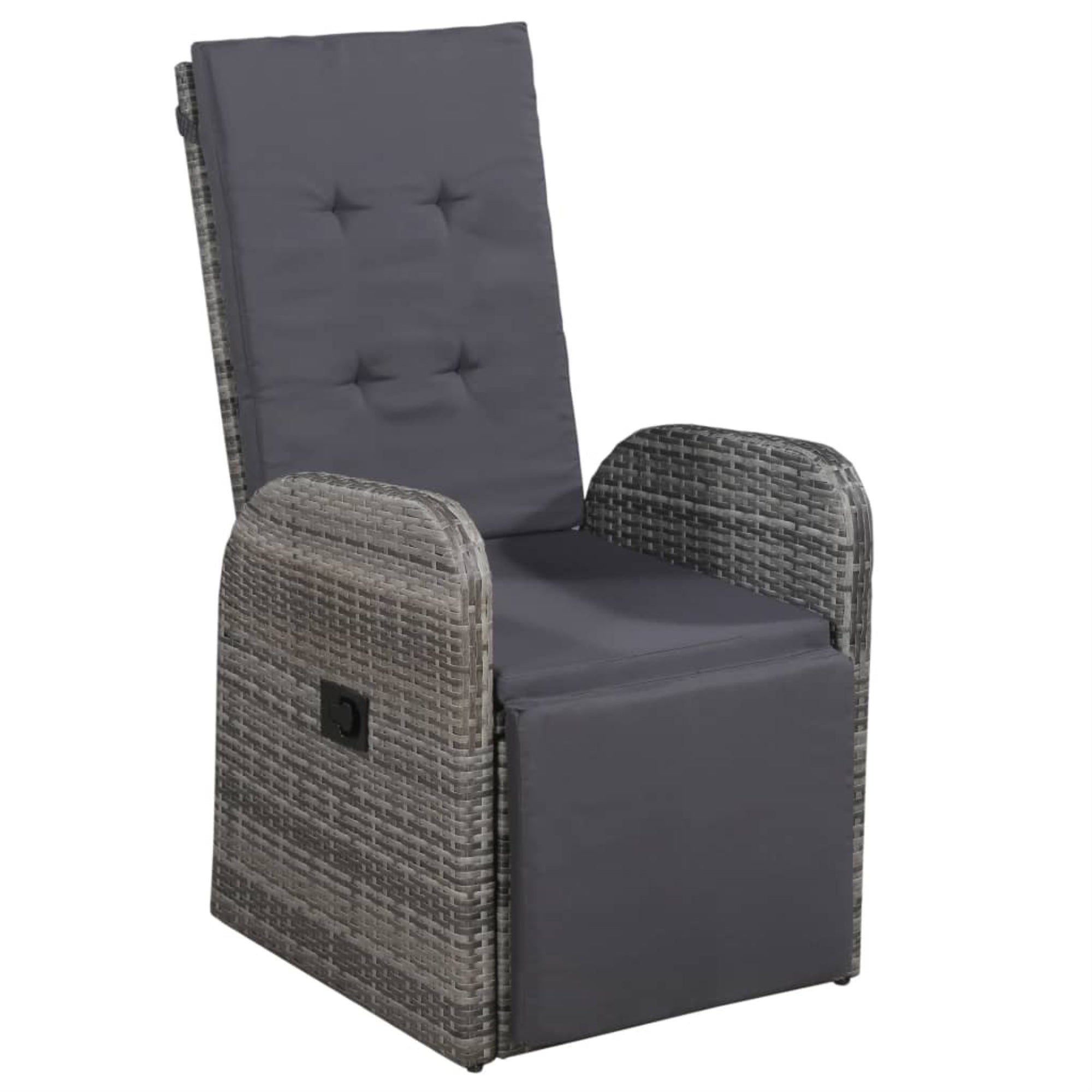 Vidaxl Reclining Garden Chair With Cushion Poly Rattan Gray