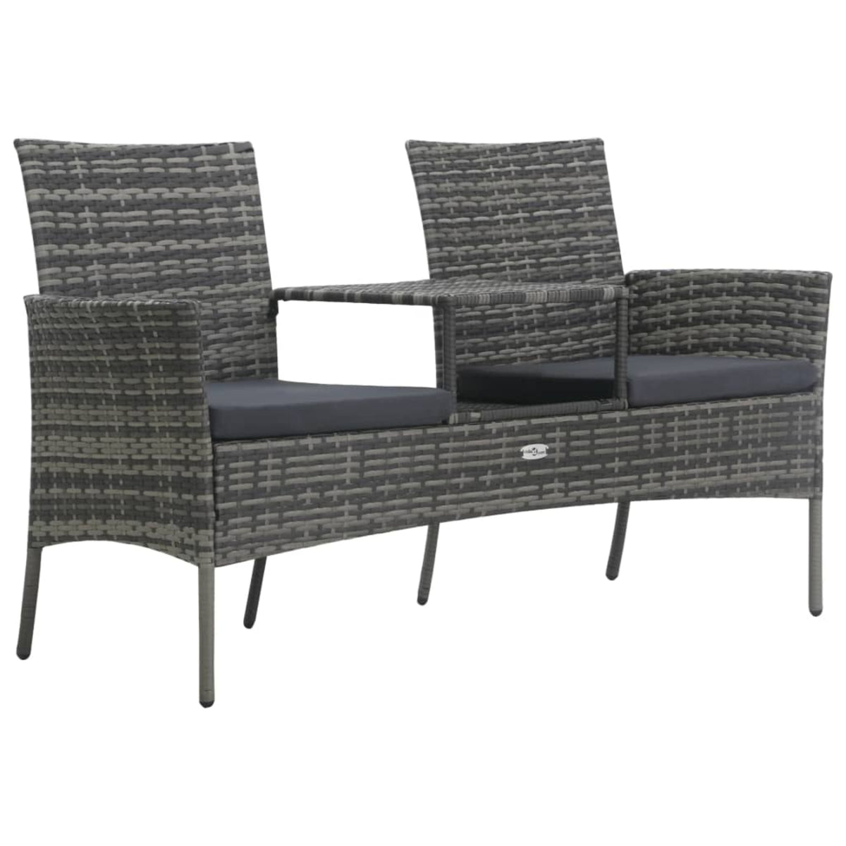 Vidaxl 2-Seater Garden Sofa With Tea Table Poly Rattan Anthracite