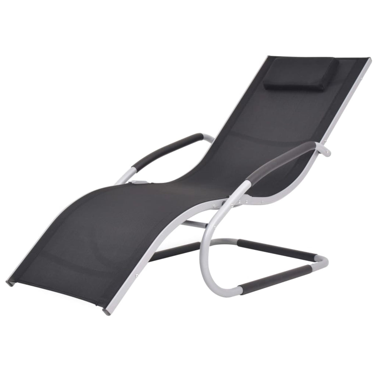 Vidaxl Sun Lounger With Pillow Aluminum And Textilene Black