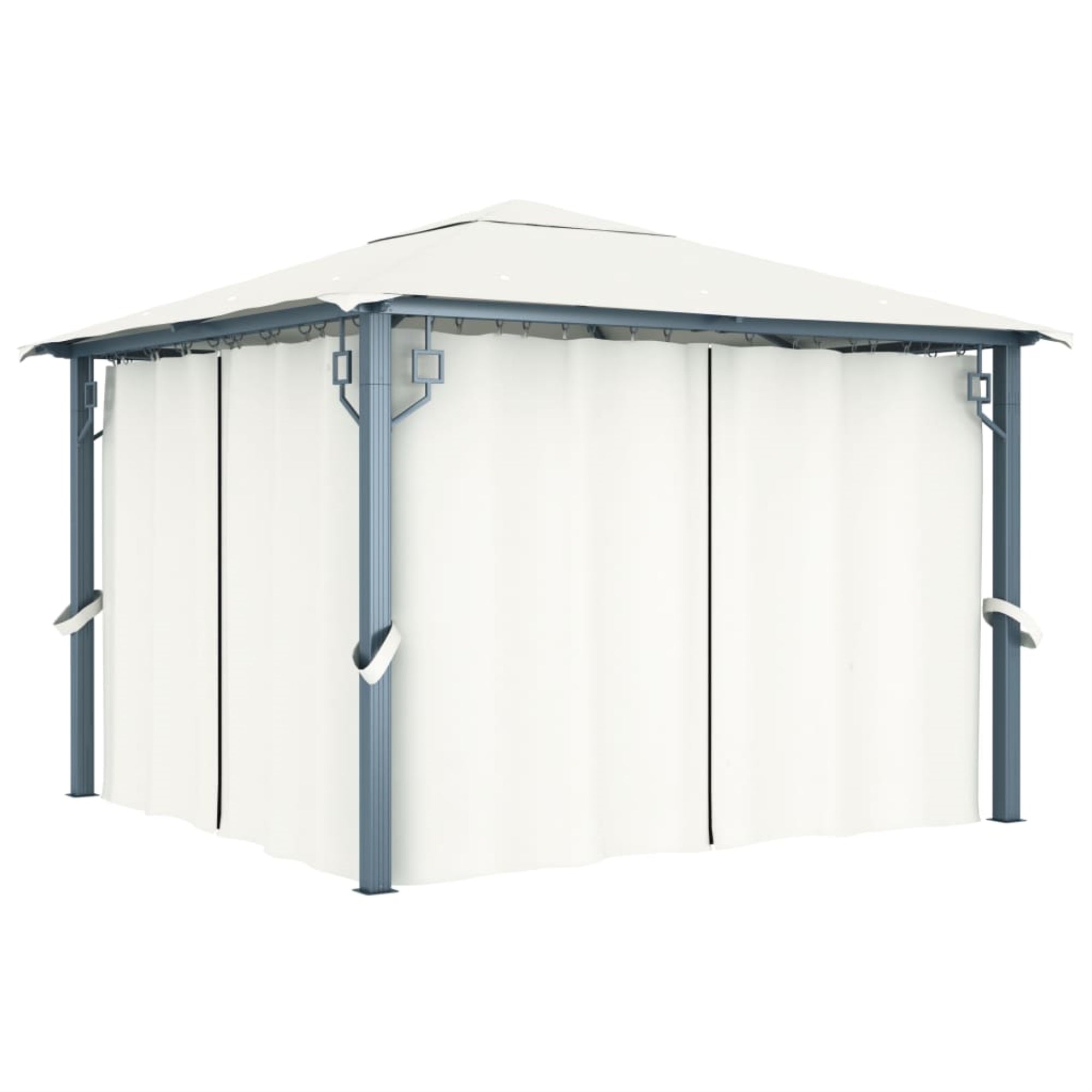 Vidaxl Gazebo With Curtain 118.1'X118.1' Cream Aluminum