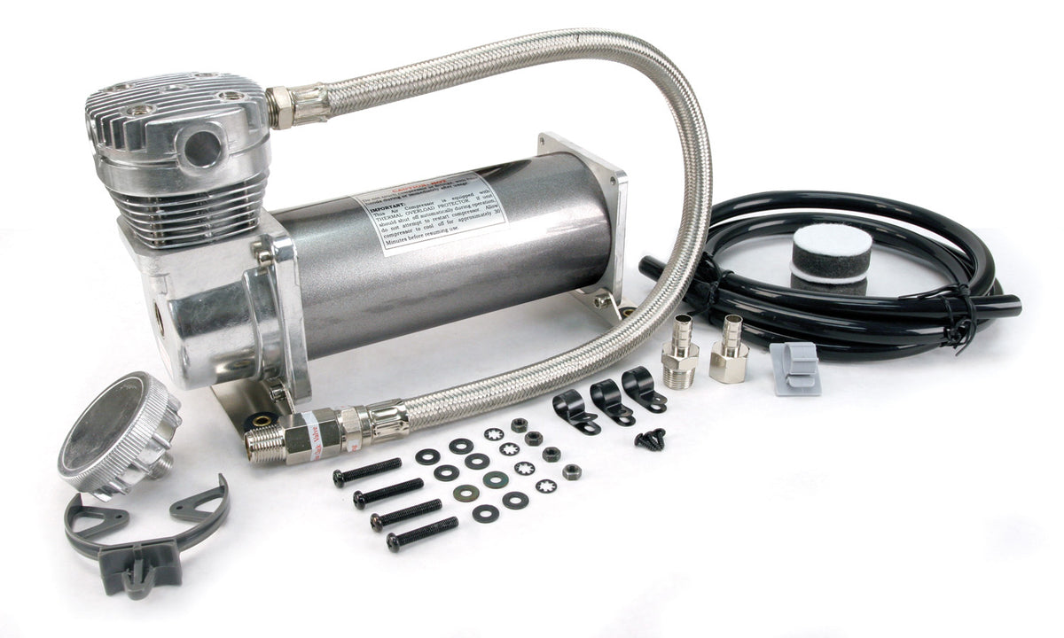 480C 200 Psi Chrome Compressor Kit, 3/8 Port (12V, 100% Duty @ 100 Psi, 50% Duty @200 Psi)