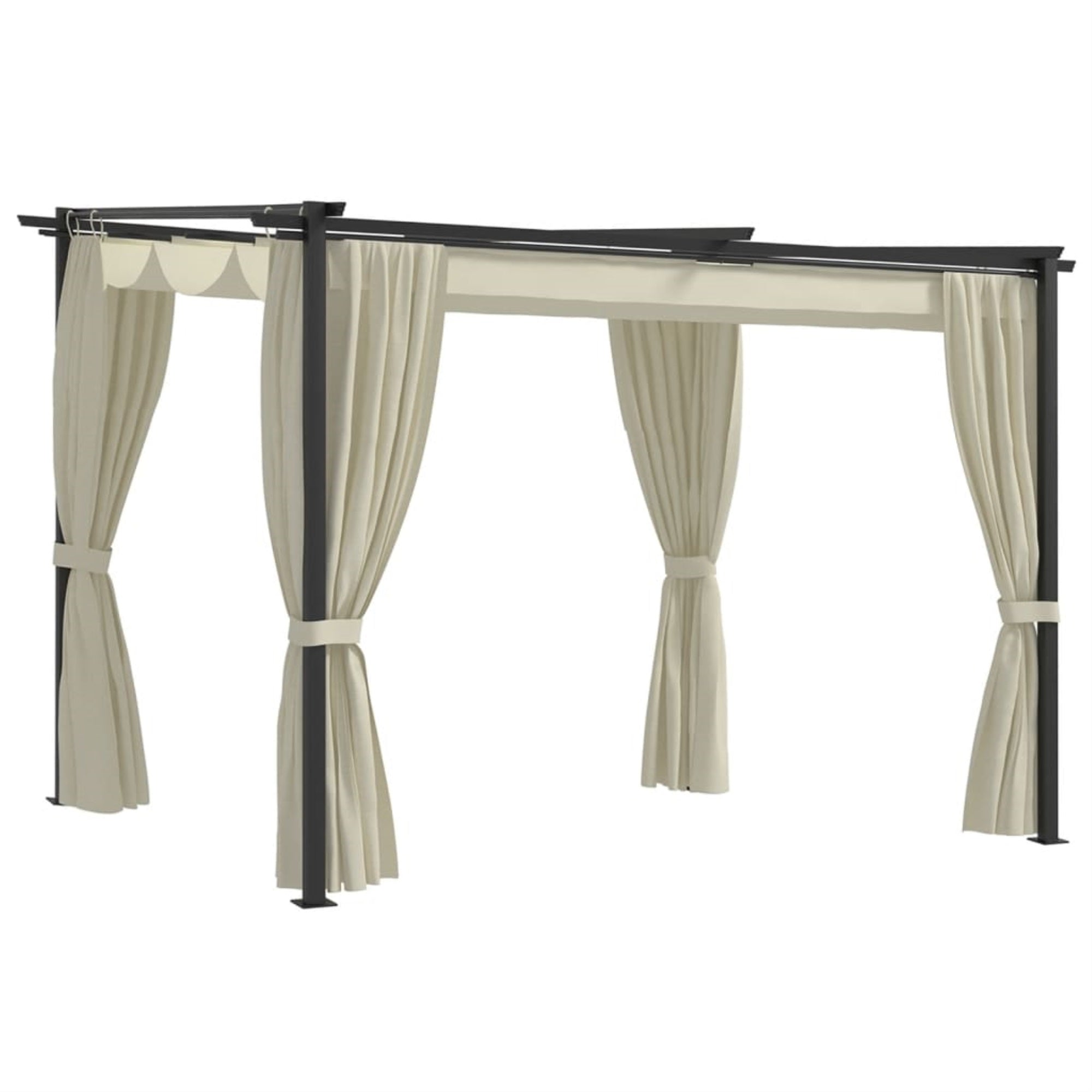 Vidaxl Gazebo With Curtains 9.8'X9.8' Cream Steel