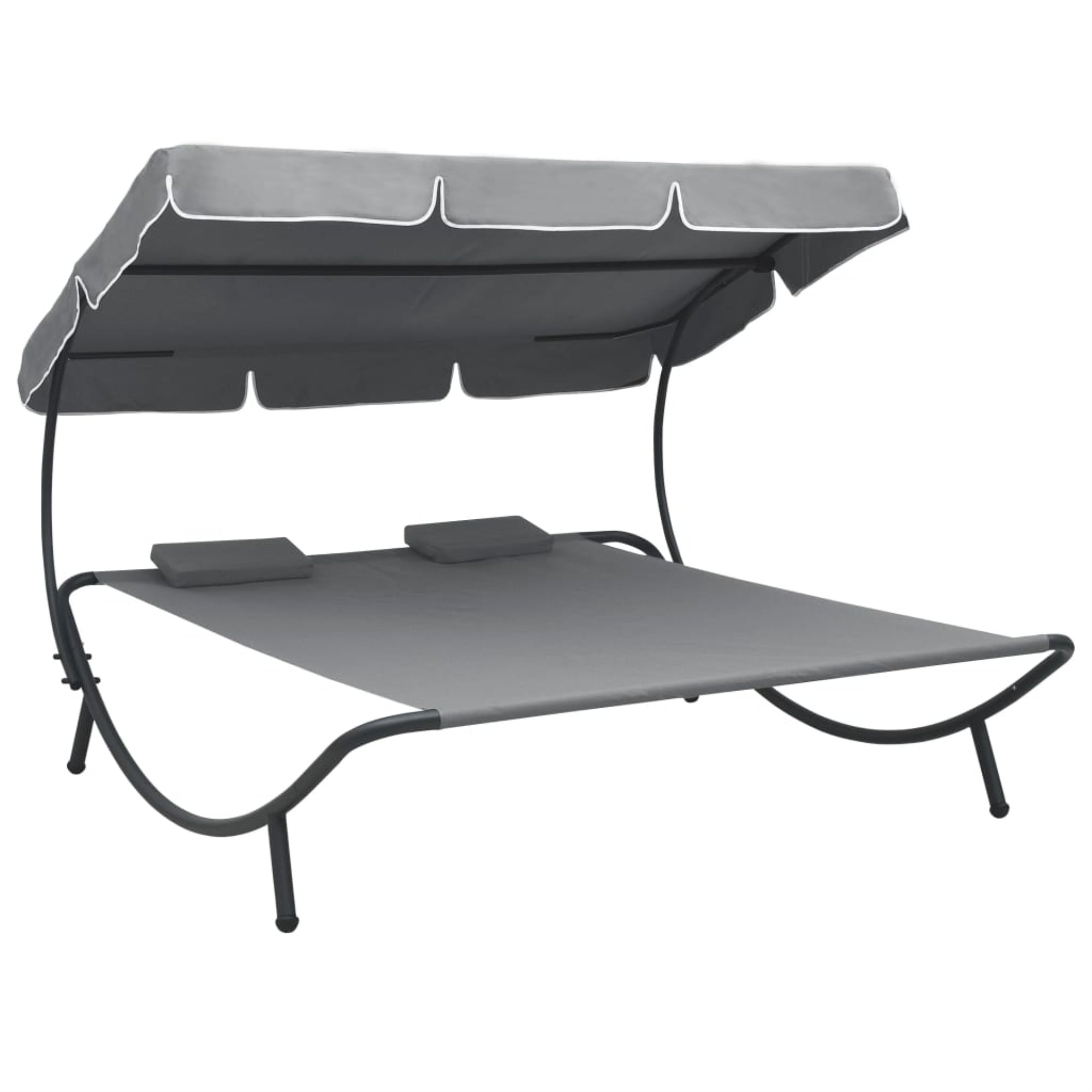 Vidaxl Outdoor Lounge Bed With Canopy And Pillows Gray