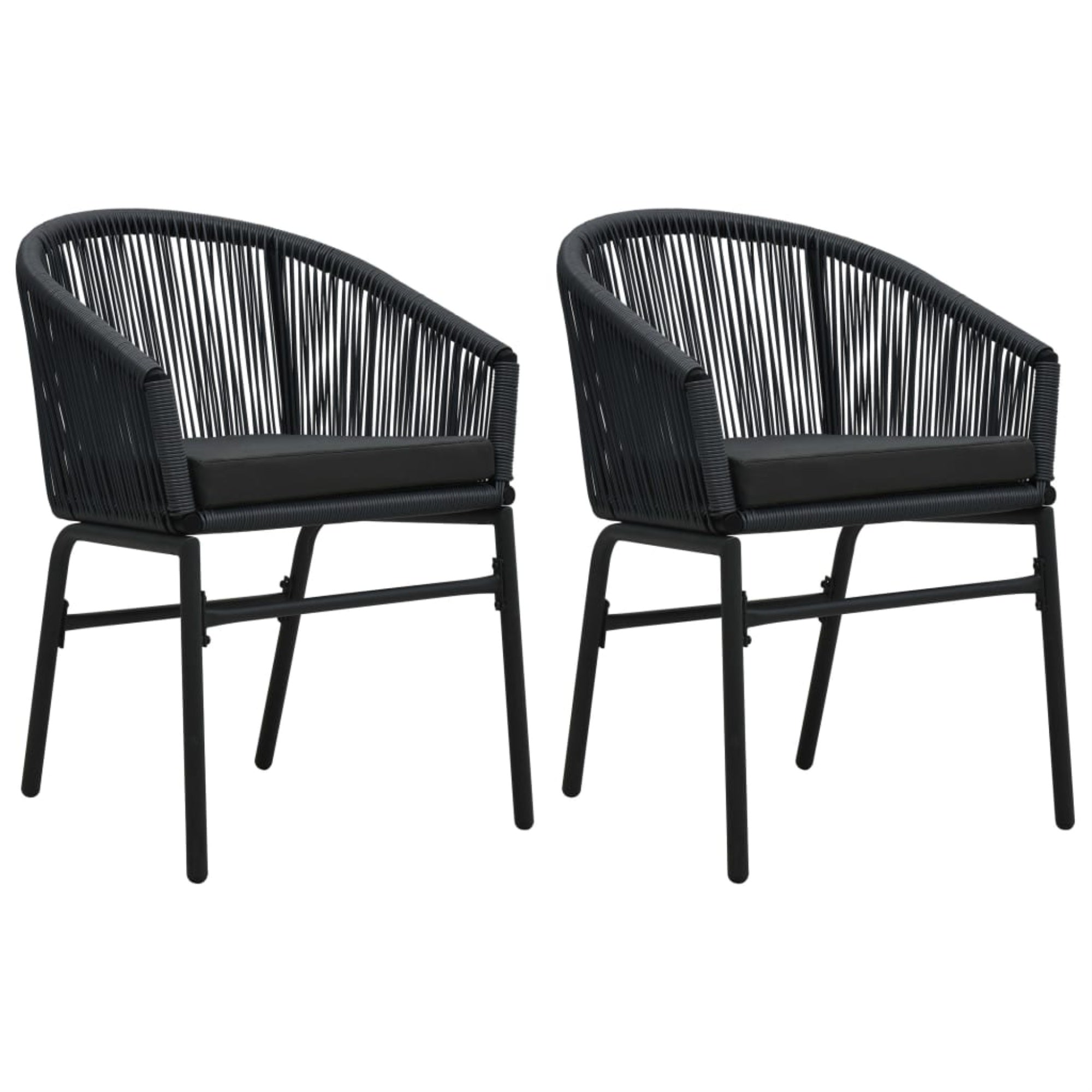 Vidaxl Garden Chairs 2 Pcs Black Pvc Rattan