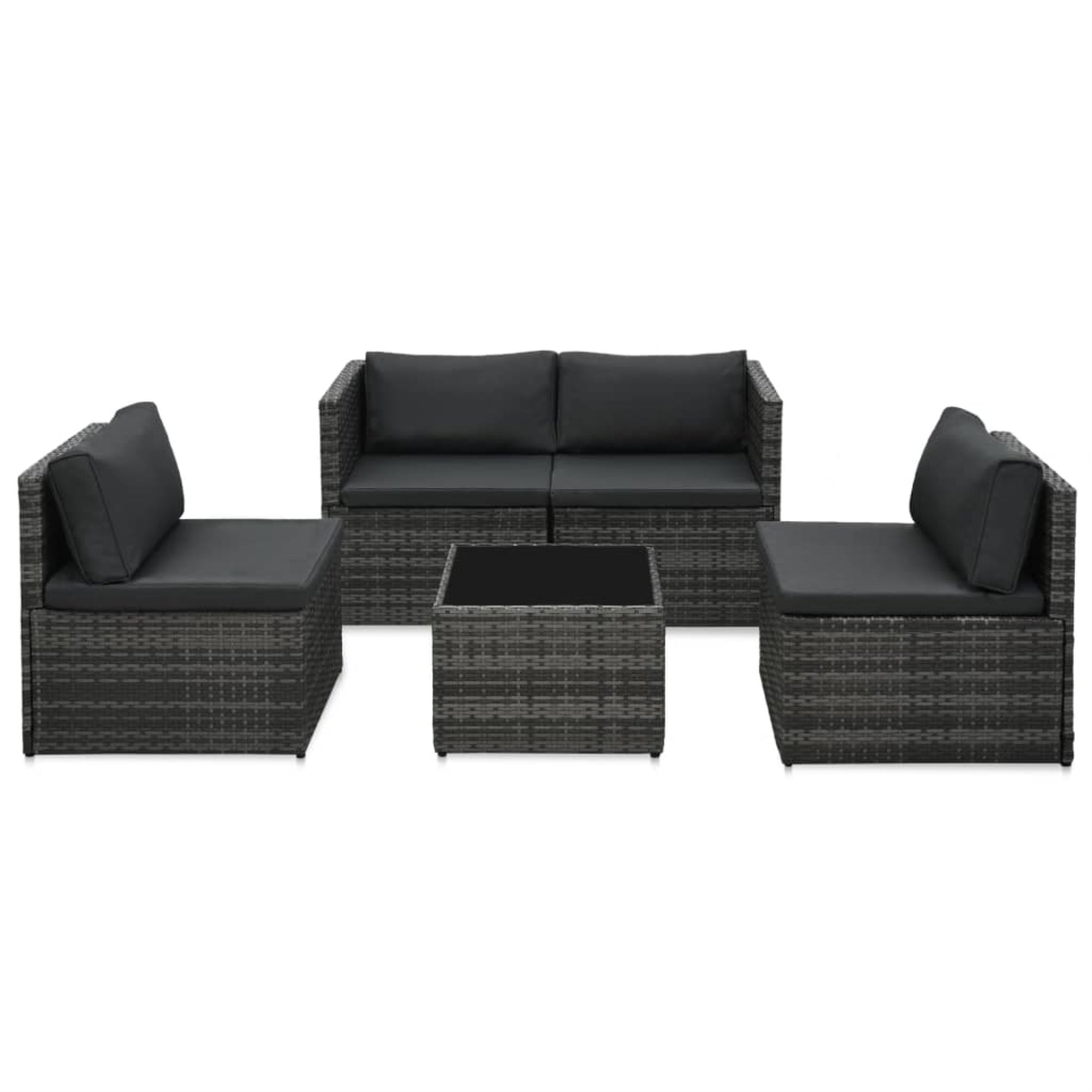 Vidaxl 5 Piece Garden Lounge Set With Cushions Poly Rattan Gray