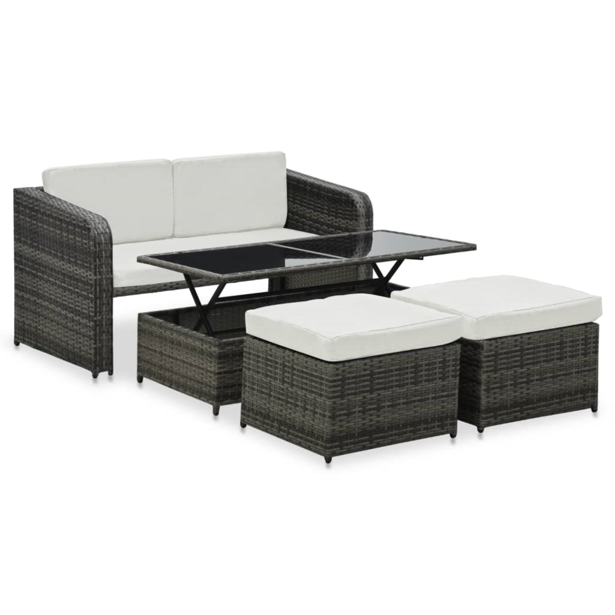 Vidaxl 4 Piece Patio Lounge Set With Cushions Poly Rattan Anthracite
