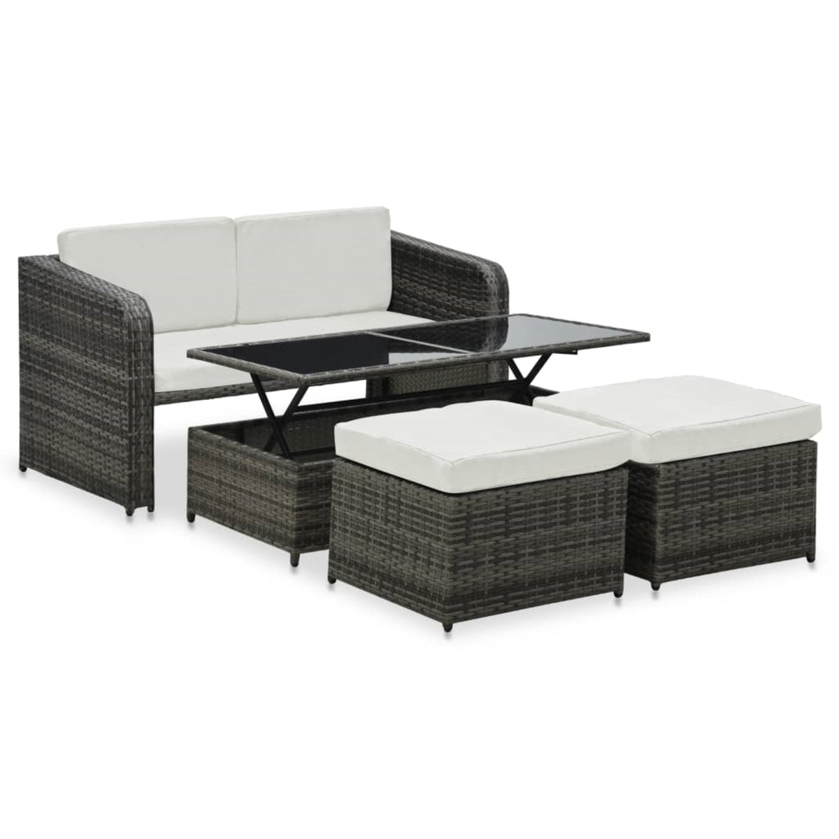 Vidaxl 4 Piece Patio Lounge Set With Cushions Poly Rattan Anthracite
