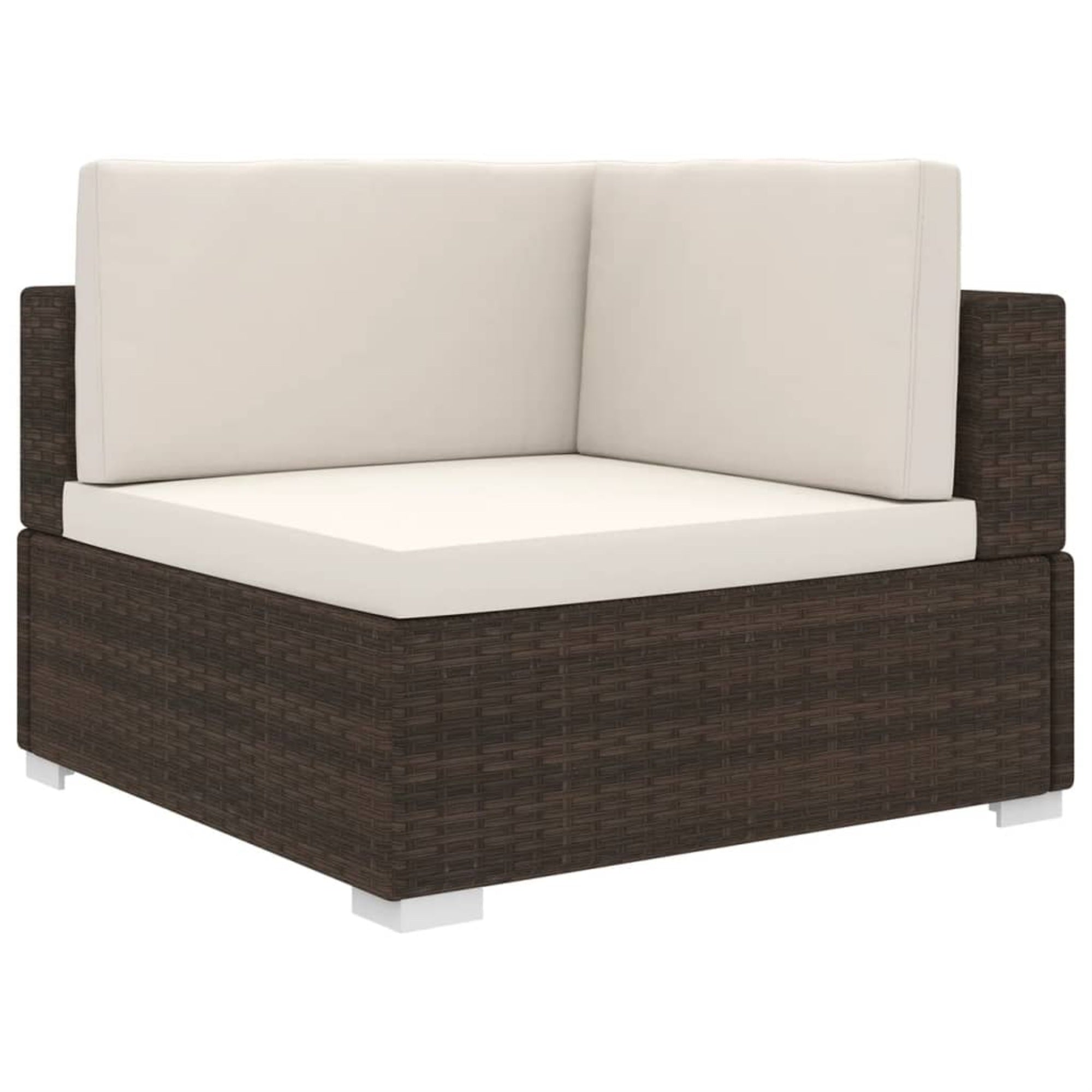 Vidaxl Sectional Corner Chair With Cushions Poly Rattan Brown
