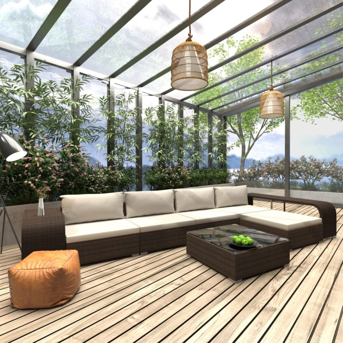 Vidaxl 8 Piece Garden Lounge Set With Cushions Poly Rattan Brown
