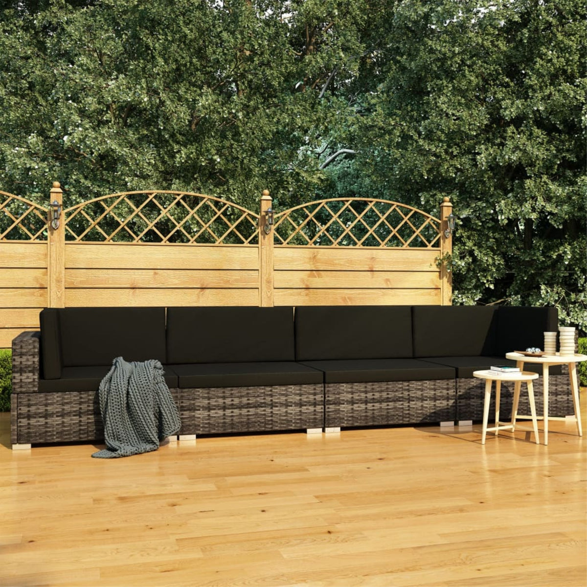Vidaxl 4 Piece Garden Sofa Set With Cushions Poly Rattan Gray