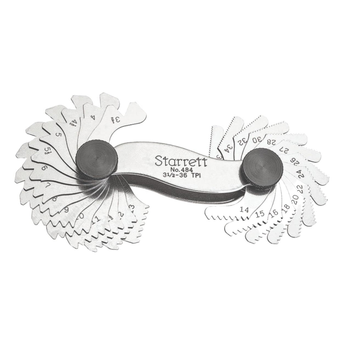 Starrett Steel Screw Pitch Gage With Locking Device - Ideal For Construction Work And Home Improvement - 3-1/2-36 Tpi, 28 Number Of Leaves - 484