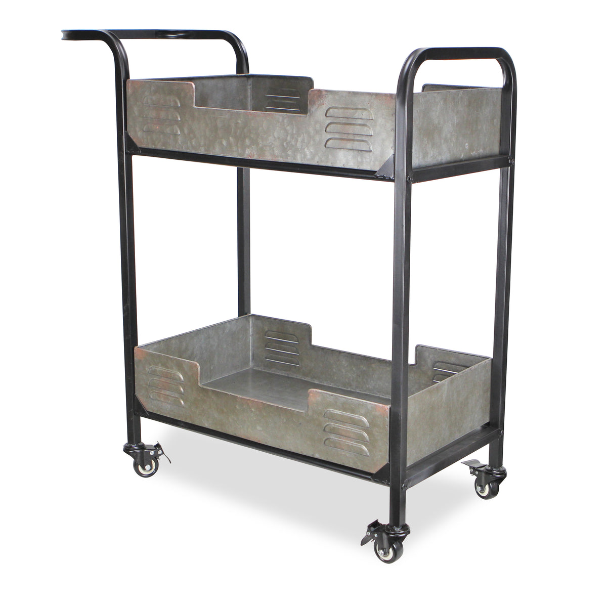 Evadne Metal Tray Bar Cart | Locking Wheels