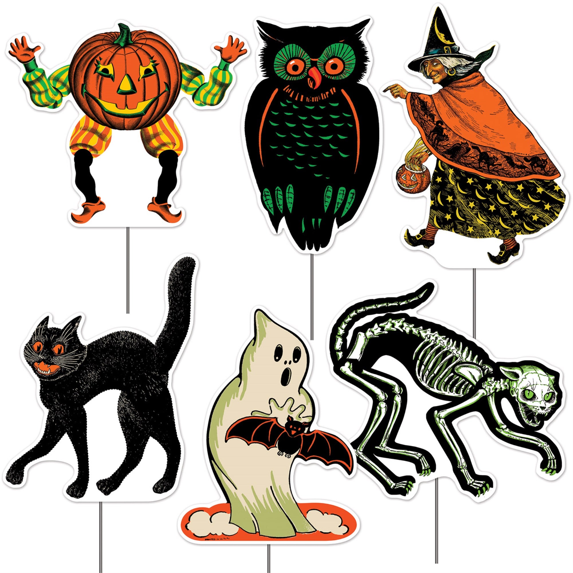 Plastic Vintage Halloween Yard Signs, (Pack Of 6)