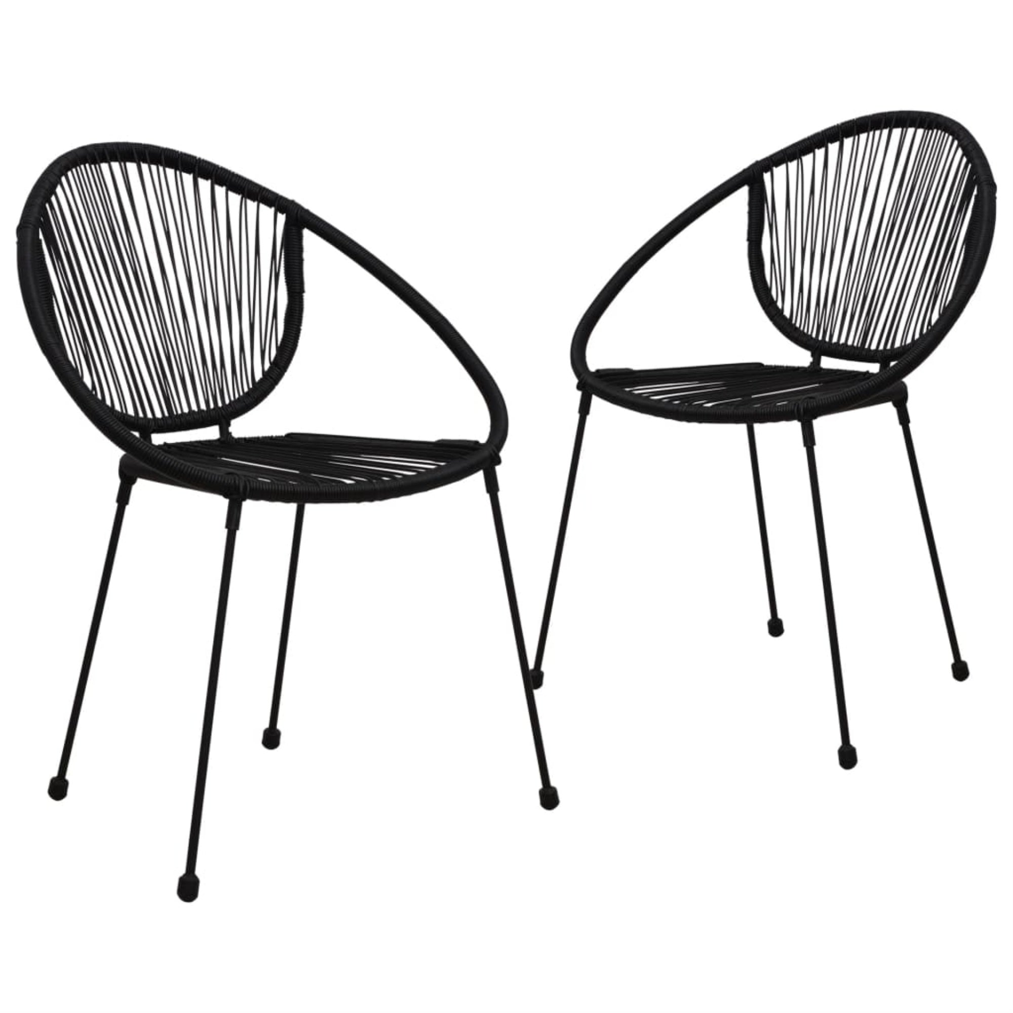 Vidaxl Garden Chairs 2 Pcs Pvc Rattan Black