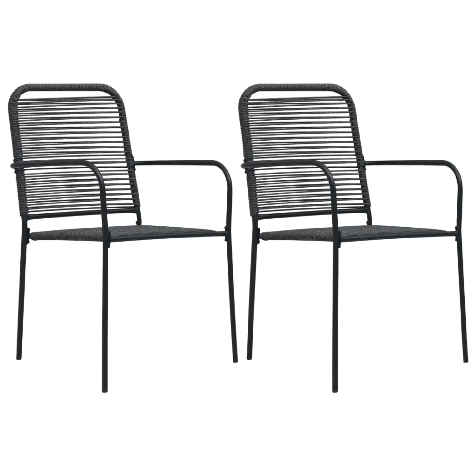 Vidaxl Garden Chairs 2 Pcs Cotton Rope And Steel Black