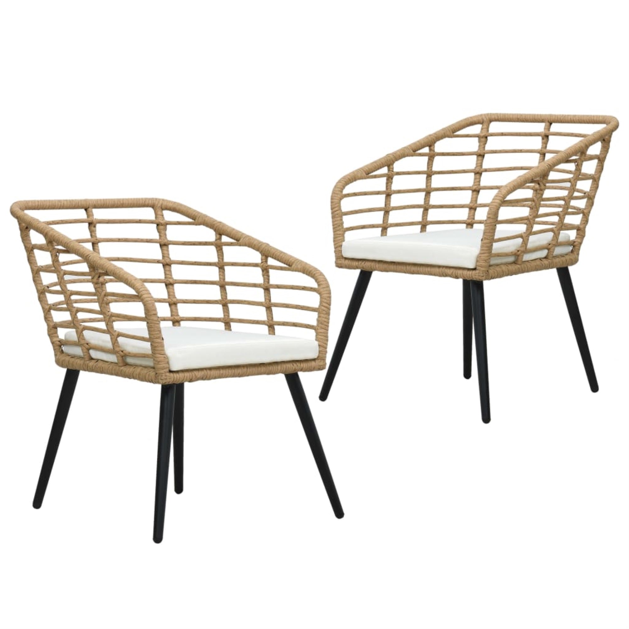 Vidaxl Garden Chairs With Cushions 2 Pcs Poly Rattan Oak