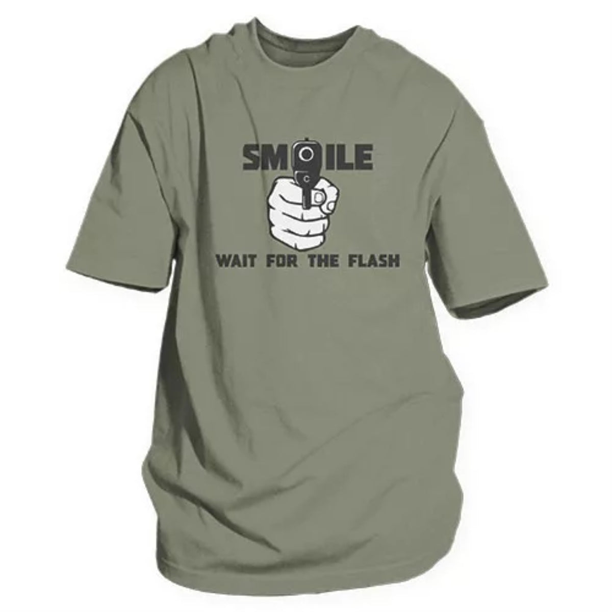 Smile For The Flash Men'S T-Shirt Olive Drab - Small