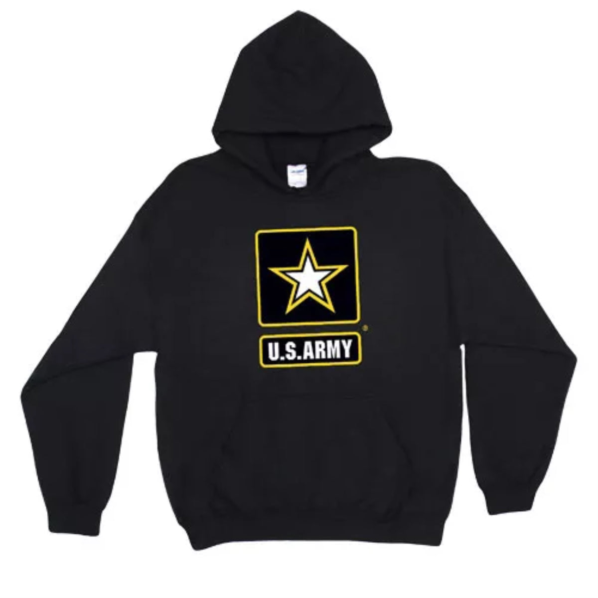 Pullover/Hooded Black Sweatshirt- Army Star Large